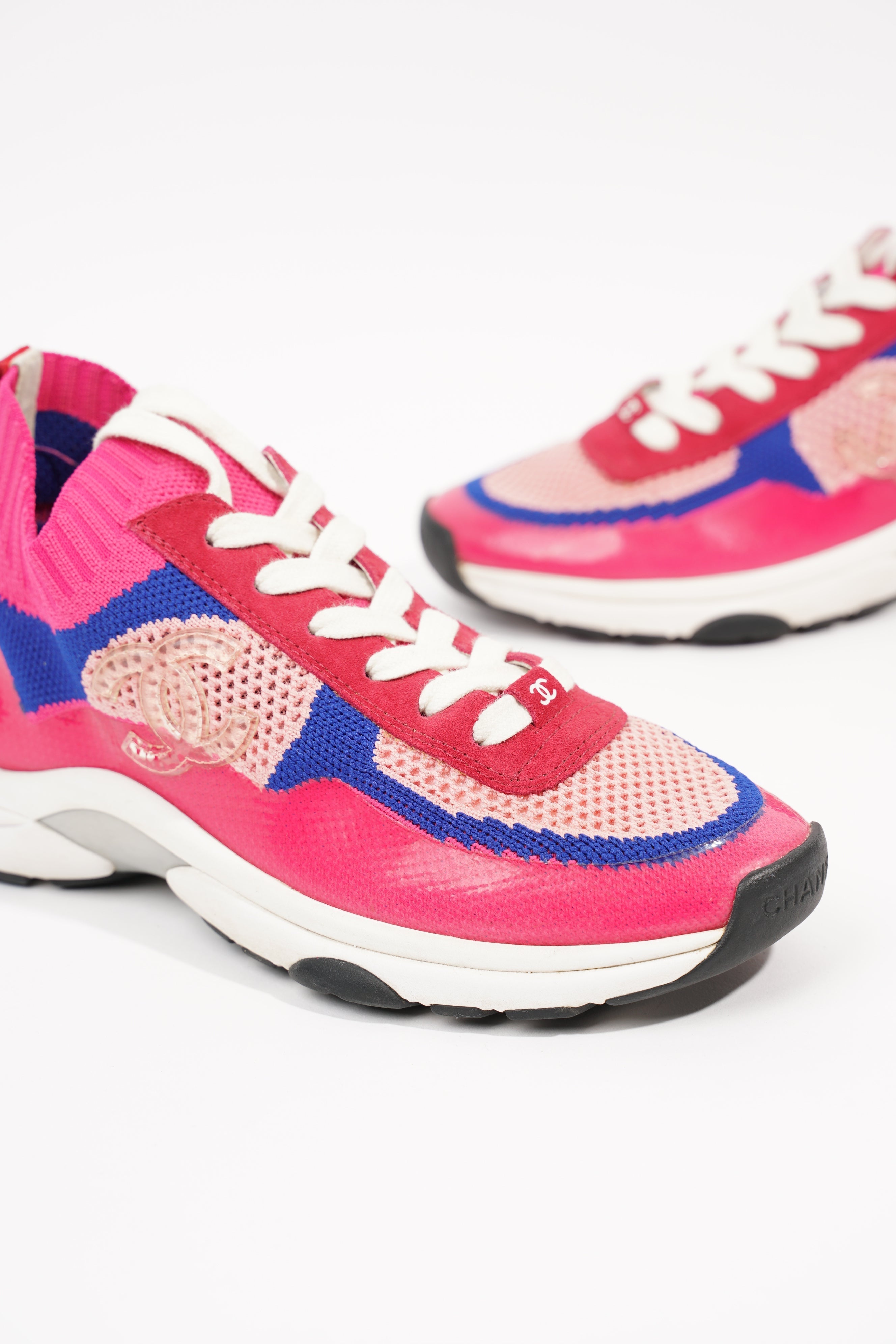 Chanel Womens CC Logo Knit Pink / Blue EU 36.5 / UK 3.5