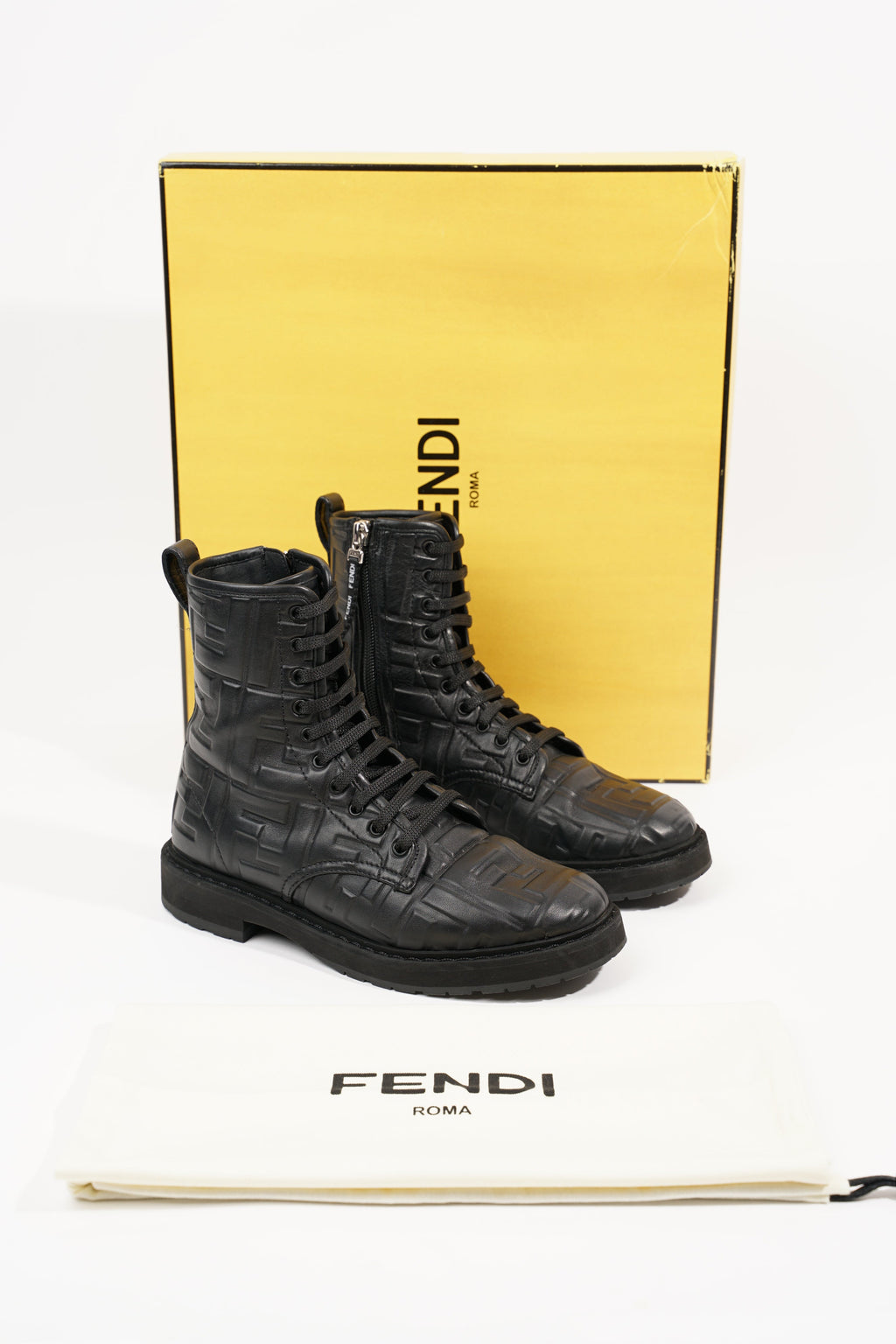 Fendi Womens Lace Up Boot Black EU 35.5 / UK 2.5