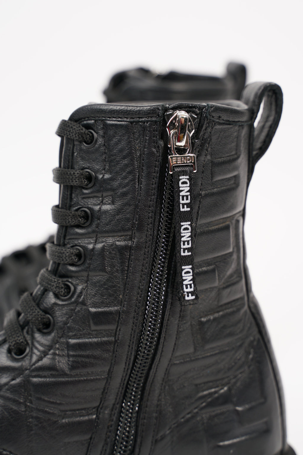 Fendi Womens Lace Up Boot Black EU 35.5 / UK 2.5