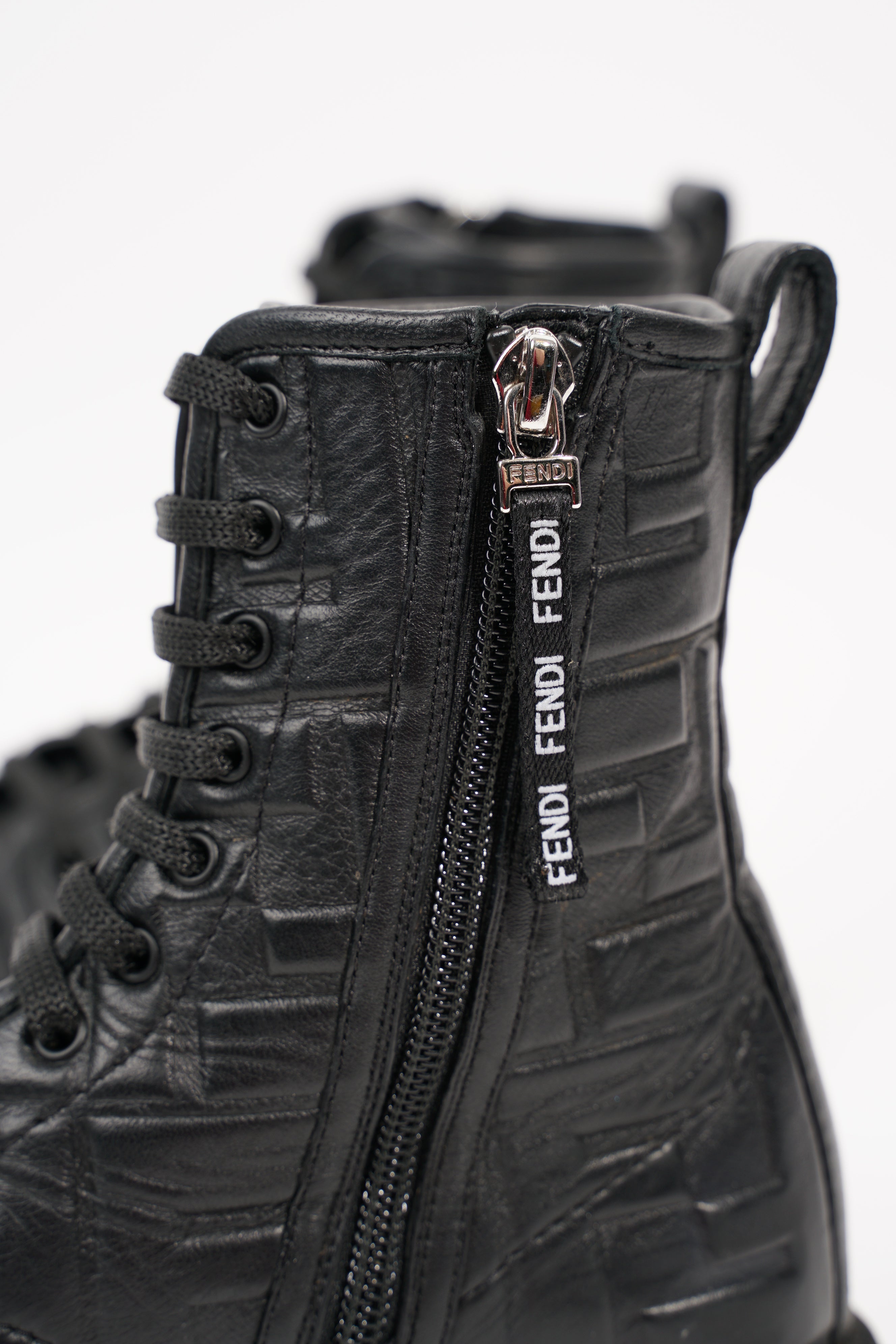 Fendi Womens Lace Up Boot Black EU 35.5 / UK 2.5