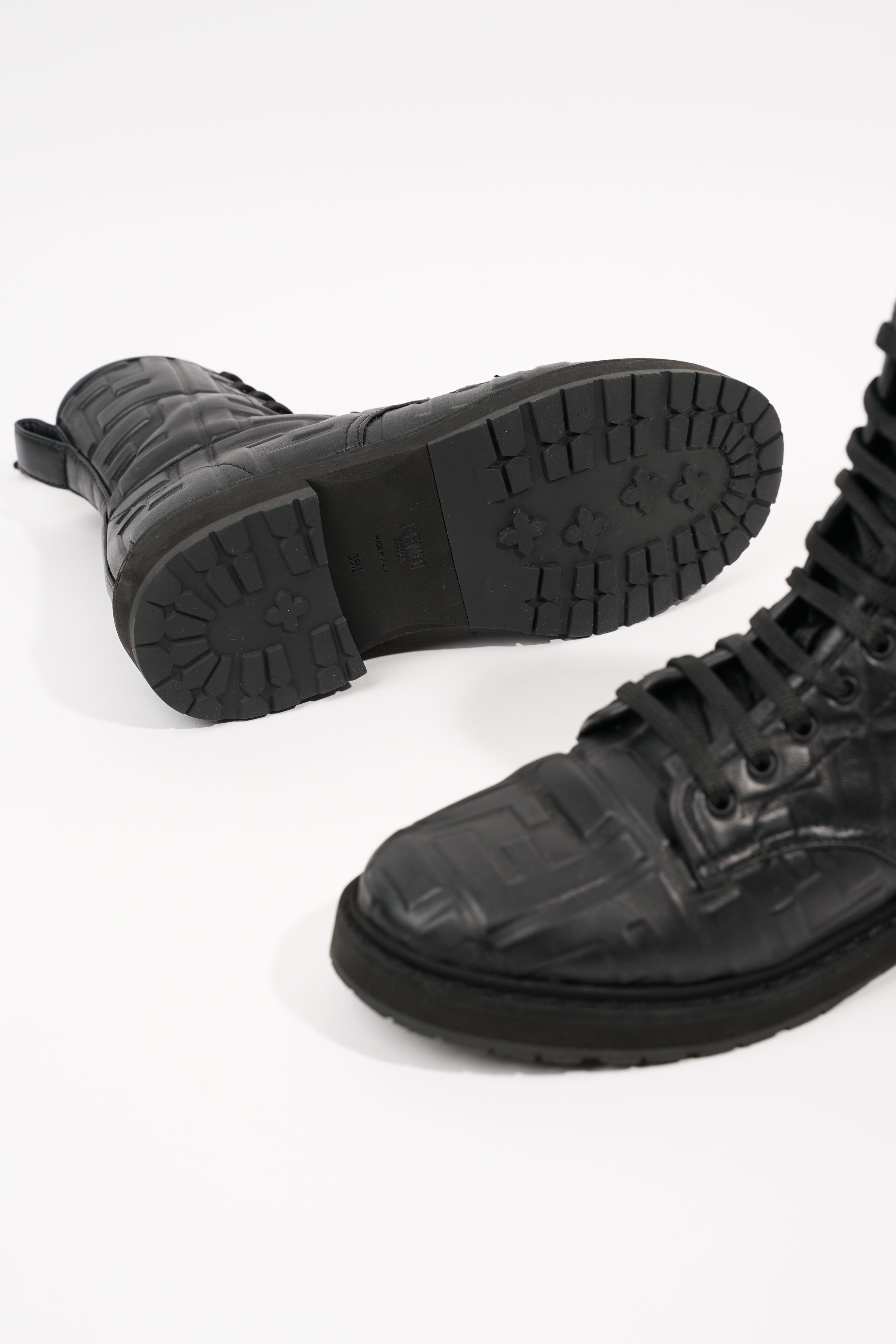 Fendi Womens Lace Up Boot Black EU 35.5 / UK 2.5