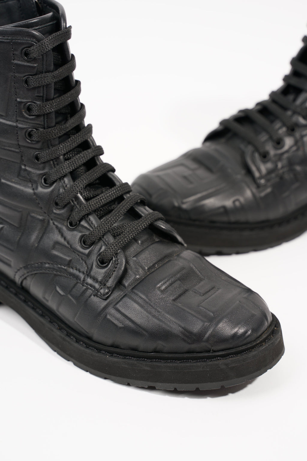 Fendi Womens Lace Up Boot Black EU 35.5 / UK 2.5