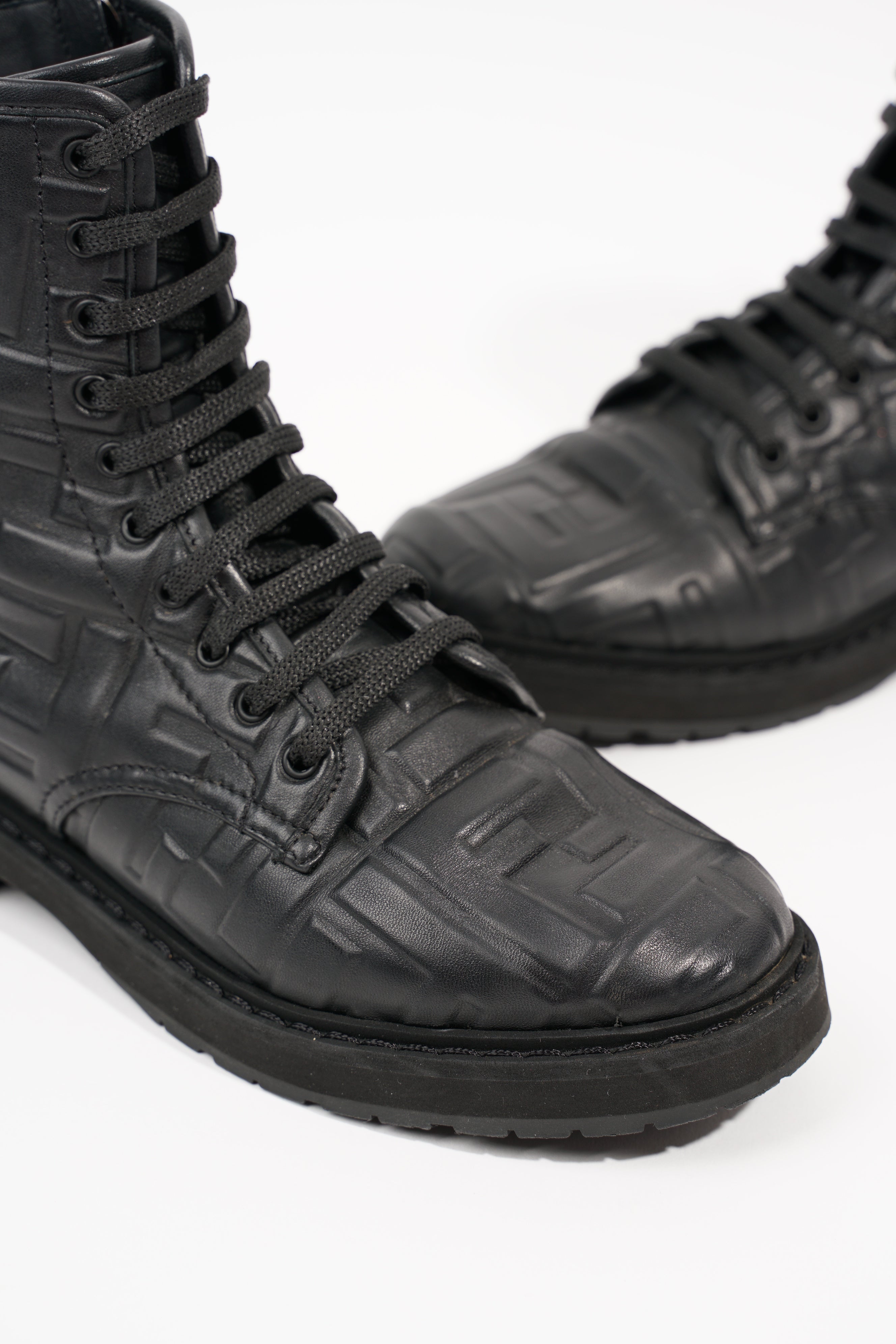 Fendi Womens Lace Up Boot Black EU 35.5 / UK 2.5