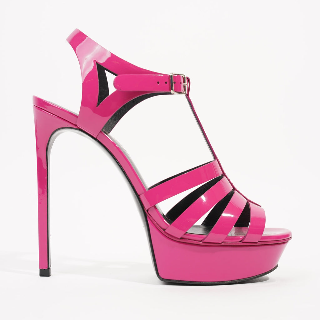 Saint Laurent Womens Tribute Platform Heel Dark Magenta EU 39 / UK 6