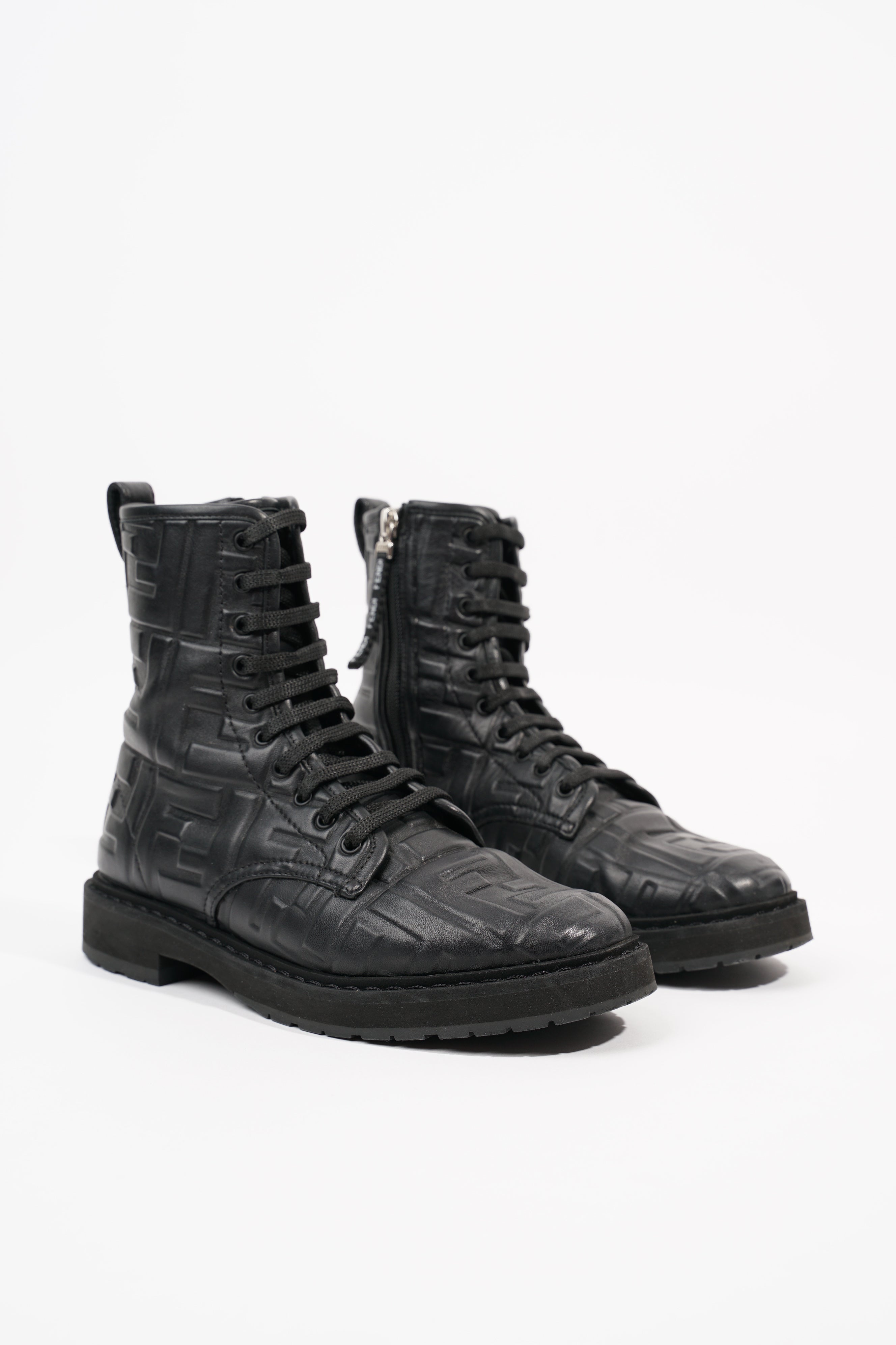 Fendi Womens Lace Up Boot Black EU 35.5 / UK 2.5