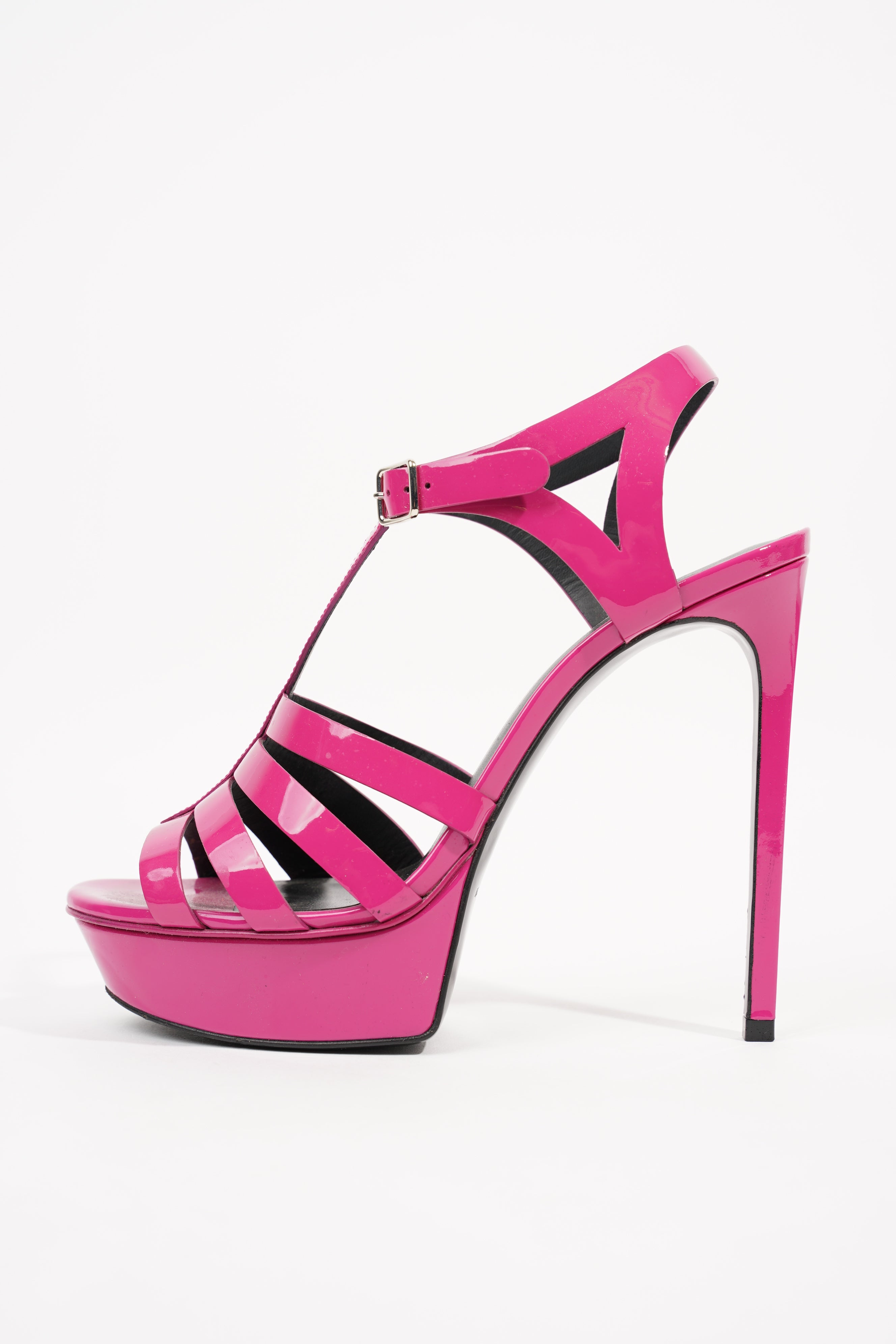 Saint Laurent Womens Tribute Platform Heel Dark Magenta EU 39 / UK 6