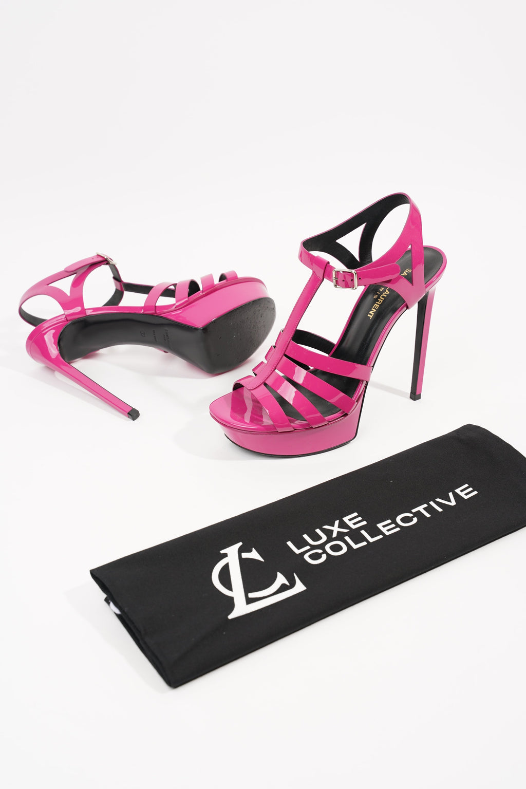 Saint Laurent Womens Tribute Platform Heel Dark Magenta EU 39 / UK 6