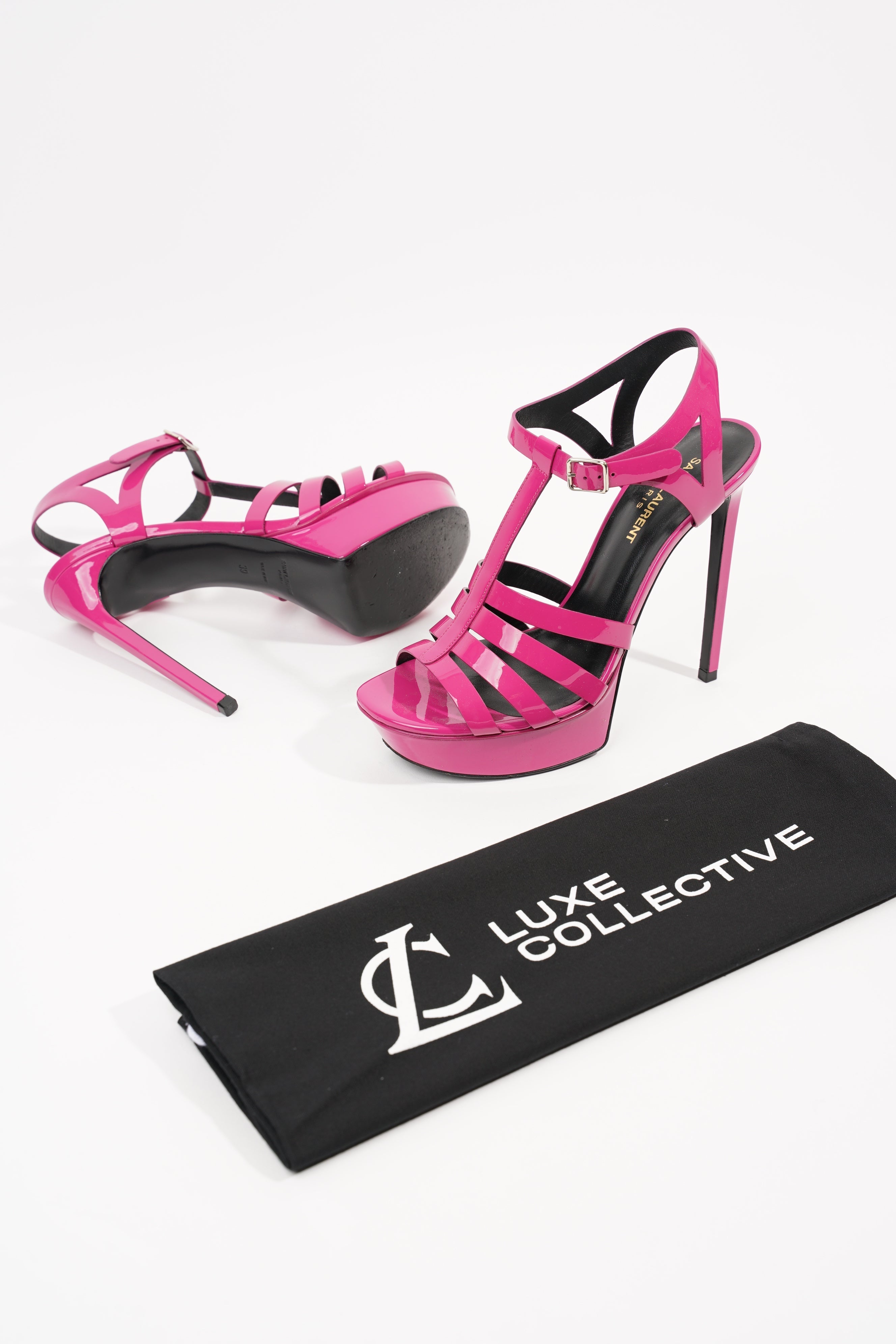 Saint Laurent Womens Tribute Platform Heel Dark Magenta EU 39 / UK 6