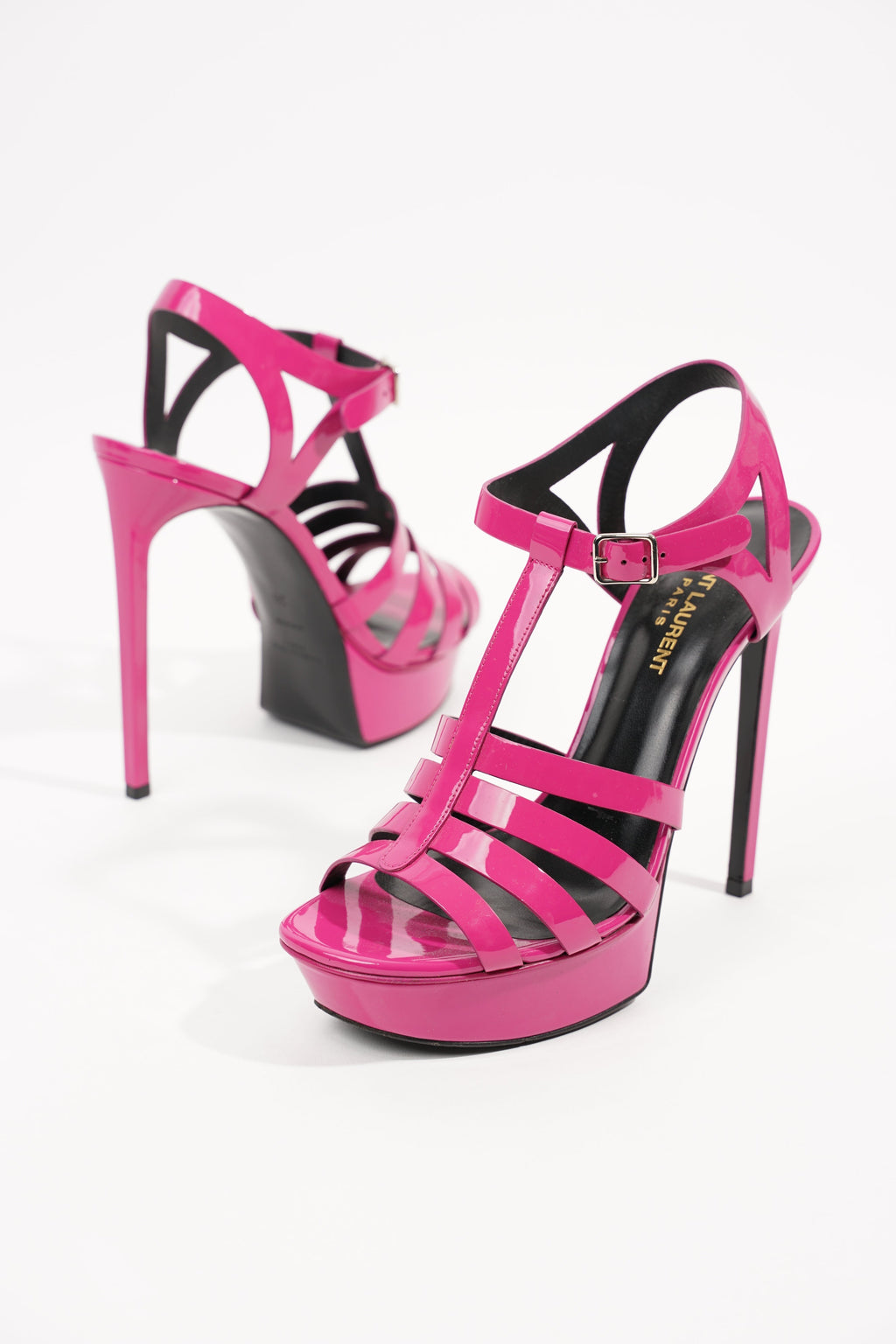 Saint Laurent Womens Tribute Platform Heel Dark Magenta EU 39 / UK 6