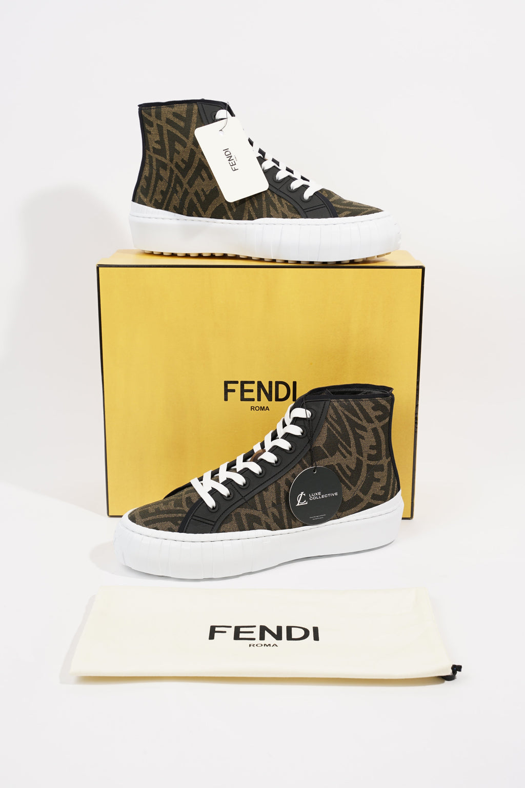 Fendi Mens FF Vertigo High Top Monogram EU 41 / UK 7