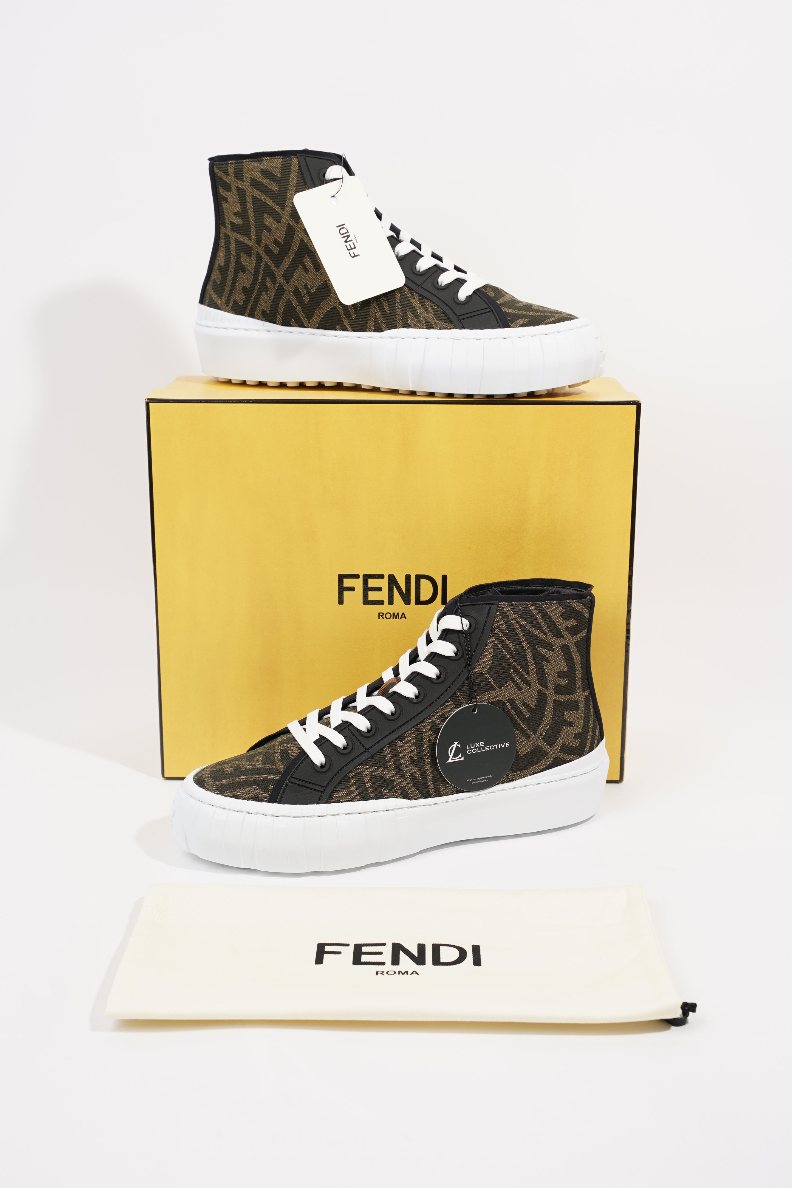 Fendi Mens FF Vertigo High Top Monogram EU 41 / UK 7