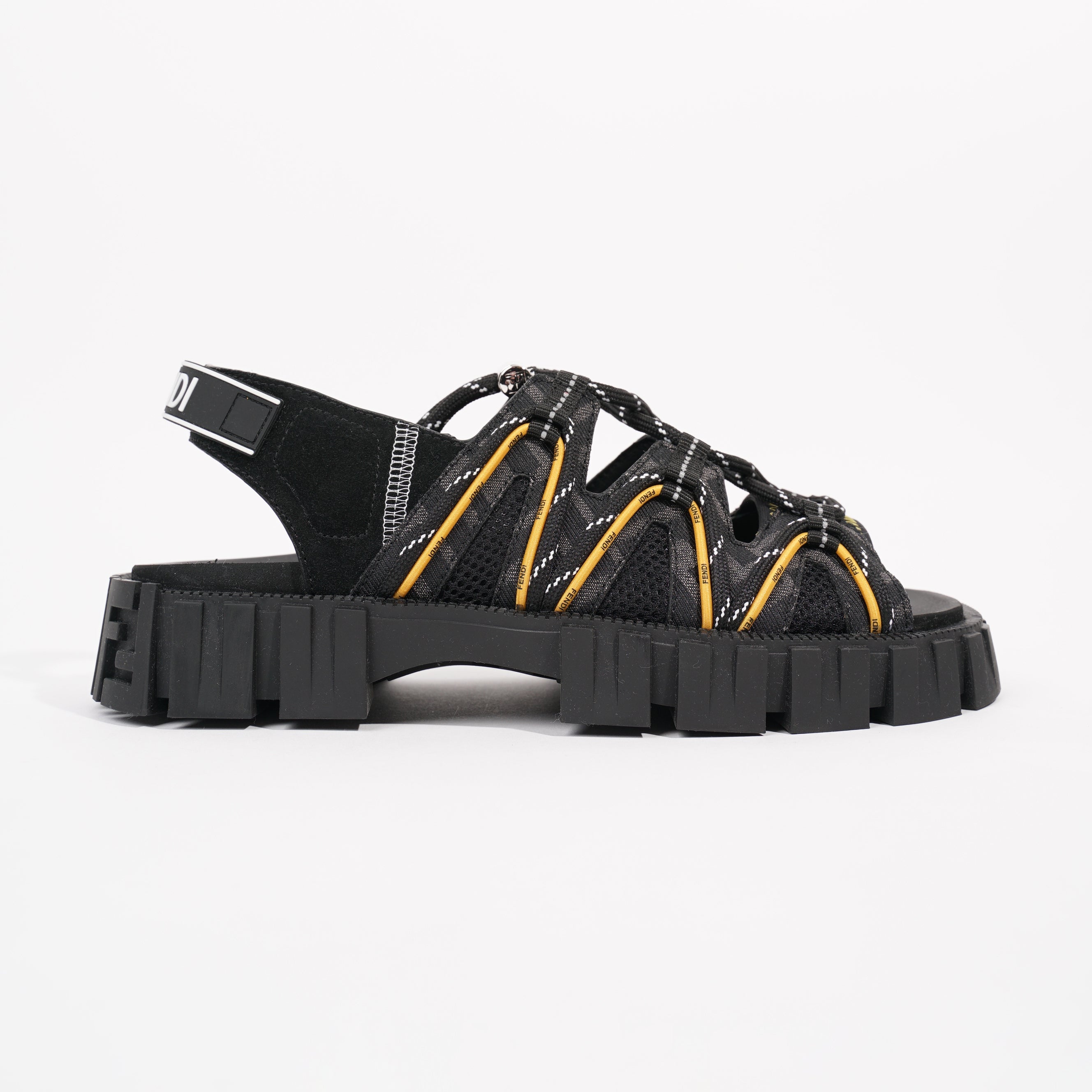 Fendi Mens Tech Strapped Sandals Black Monogram EU 40 / UK 6