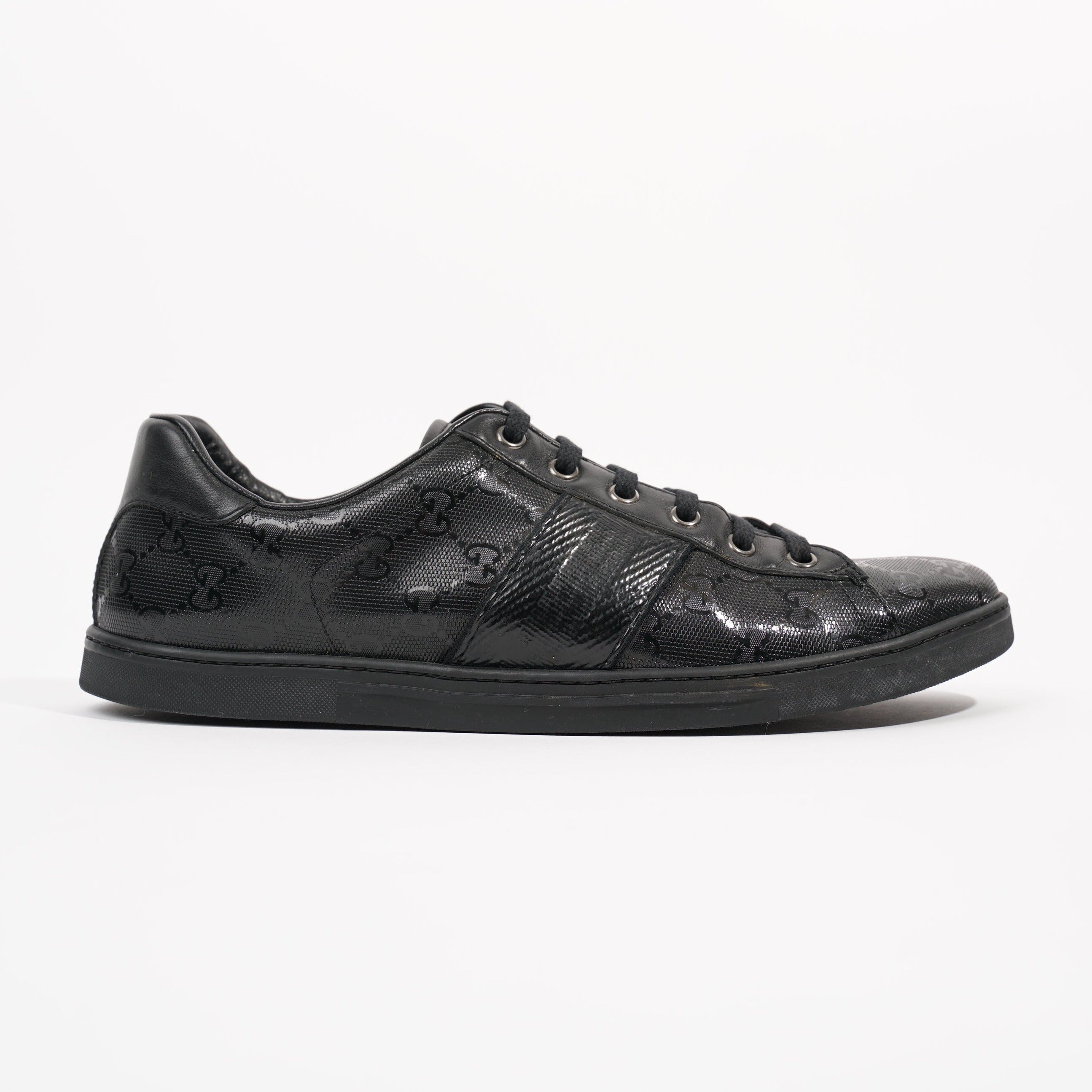 Gucci Mens Guccissima Low Top Sneaker Black EU 40.5 / UK 6.5