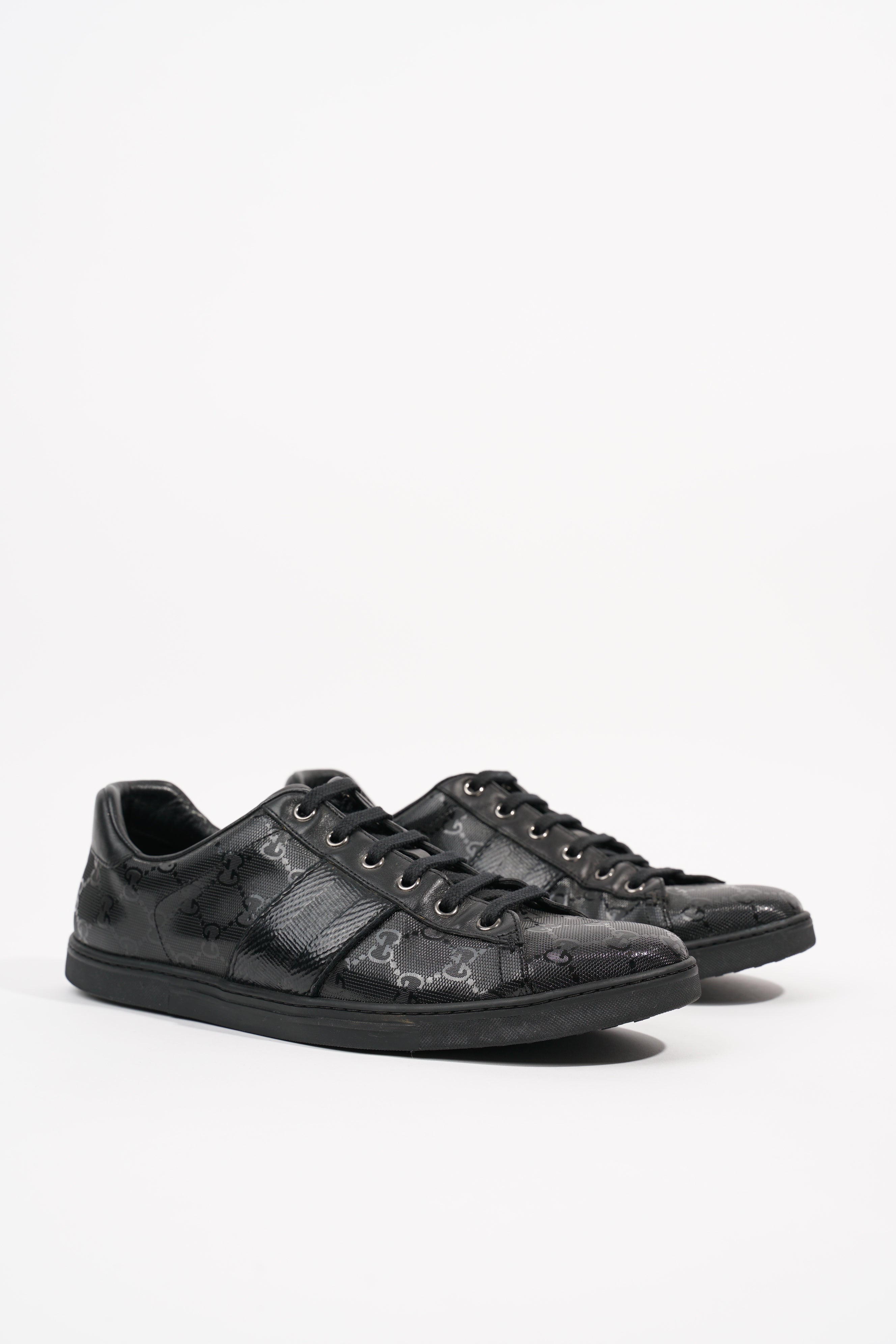 Gucci Mens Guccissima Low Top Sneaker Black EU 40.5 / UK 6.5