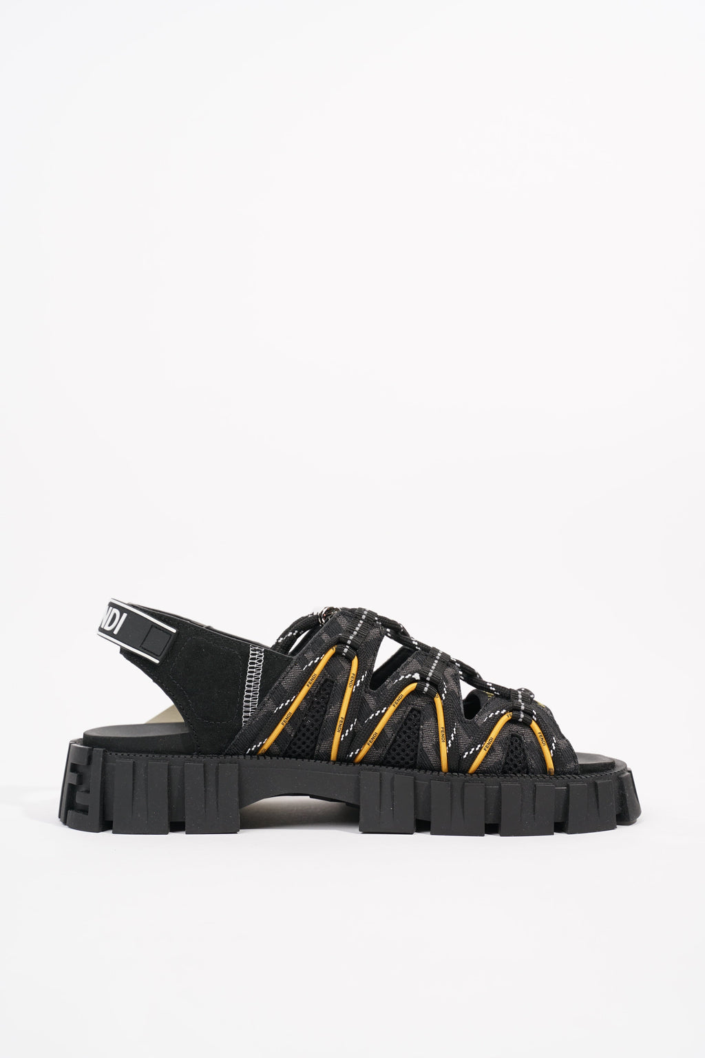 Fendi Mens Tech Strapped Sandals Black Monogram EU 40 / UK 6