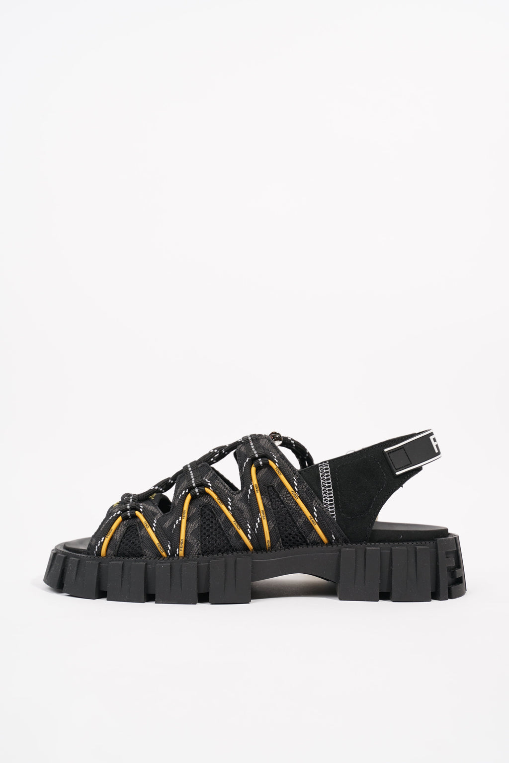 Fendi Mens Tech Strapped Sandals Black Monogram EU 40 / UK 6