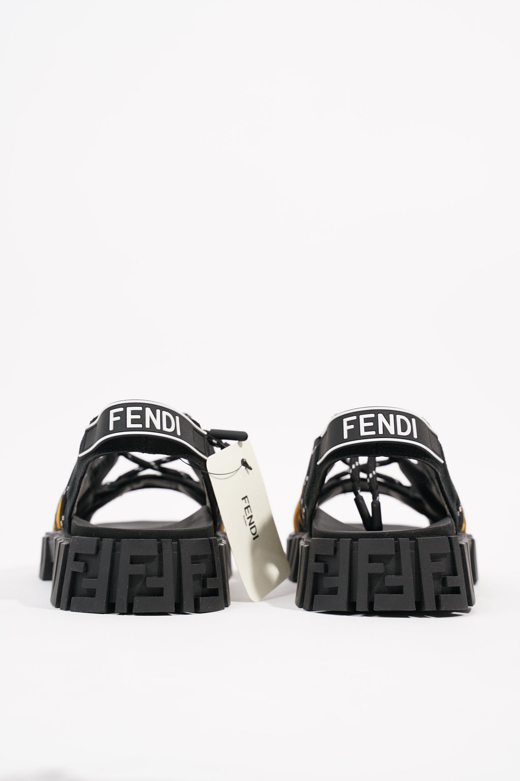 Fendi Mens Tech Strapped Sandals Black Monogram EU 40 / UK 6