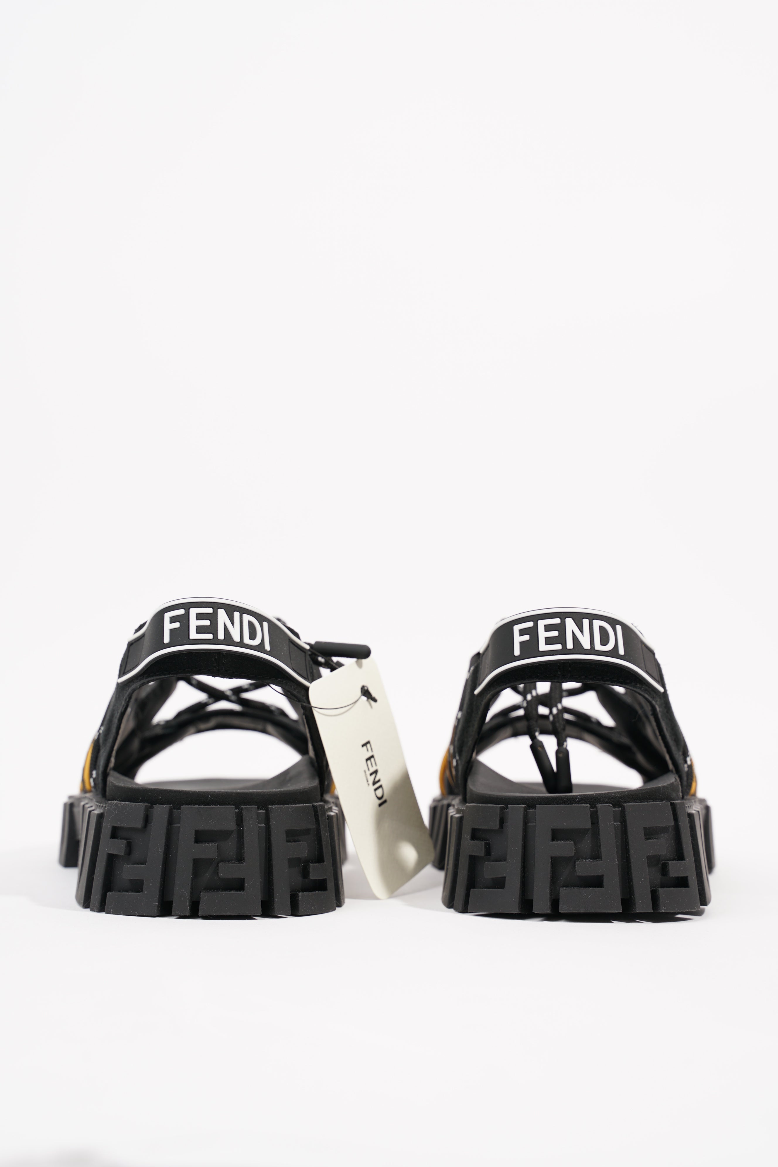 Fendi Mens Tech Strapped Sandals Black Monogram EU 40 / UK 6