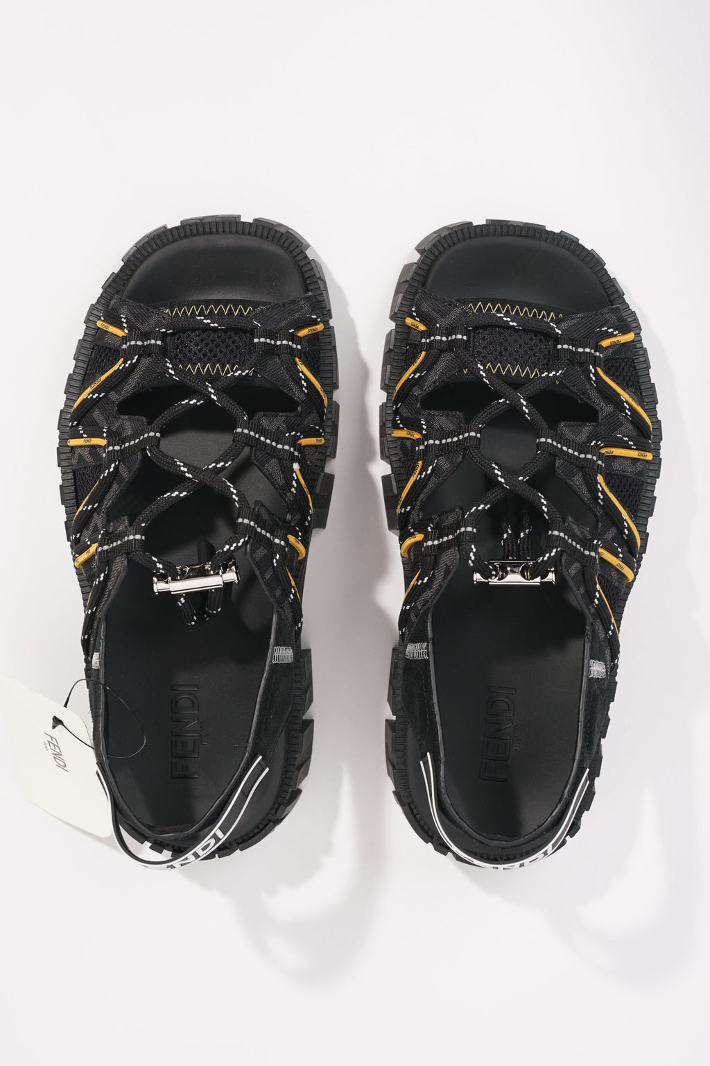 Fendi Mens Tech Strapped Sandals Black Monogram EU 40 / UK 6