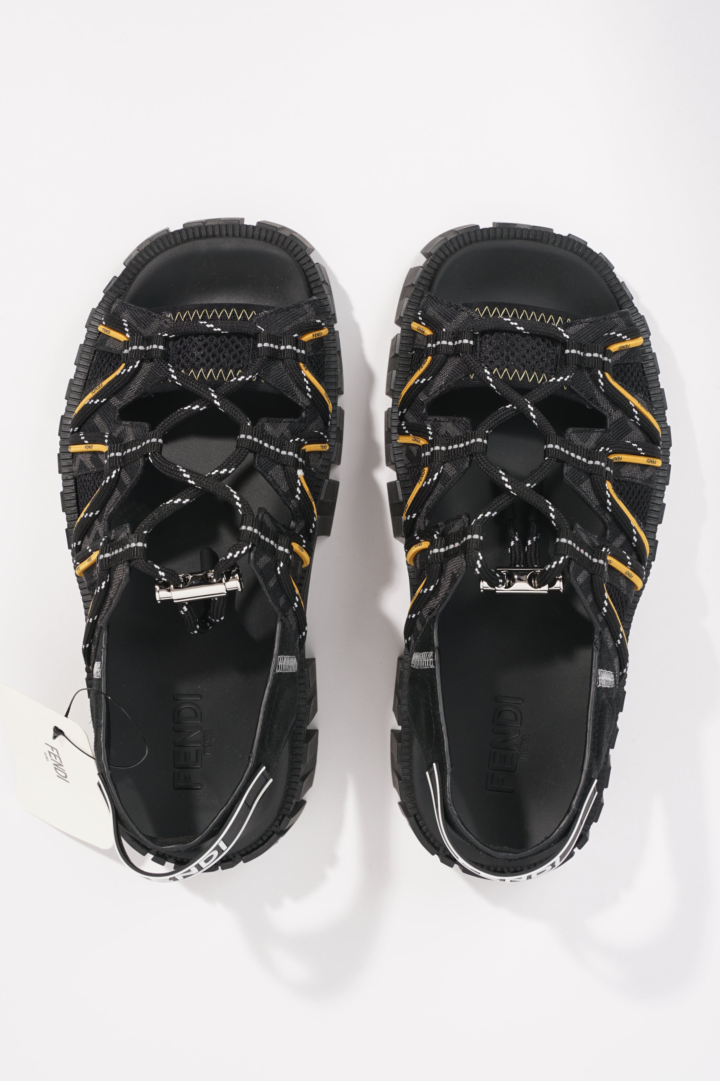 Fendi Mens Tech Strapped Sandals Black Monogram EU 40 / UK 6
