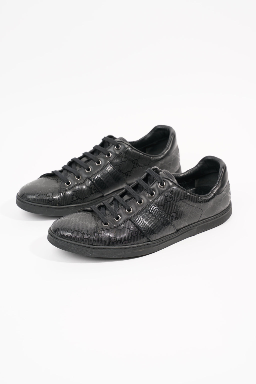 Gucci Mens Guccissima Low Top Sneaker Black EU 40.5 / UK 6.5