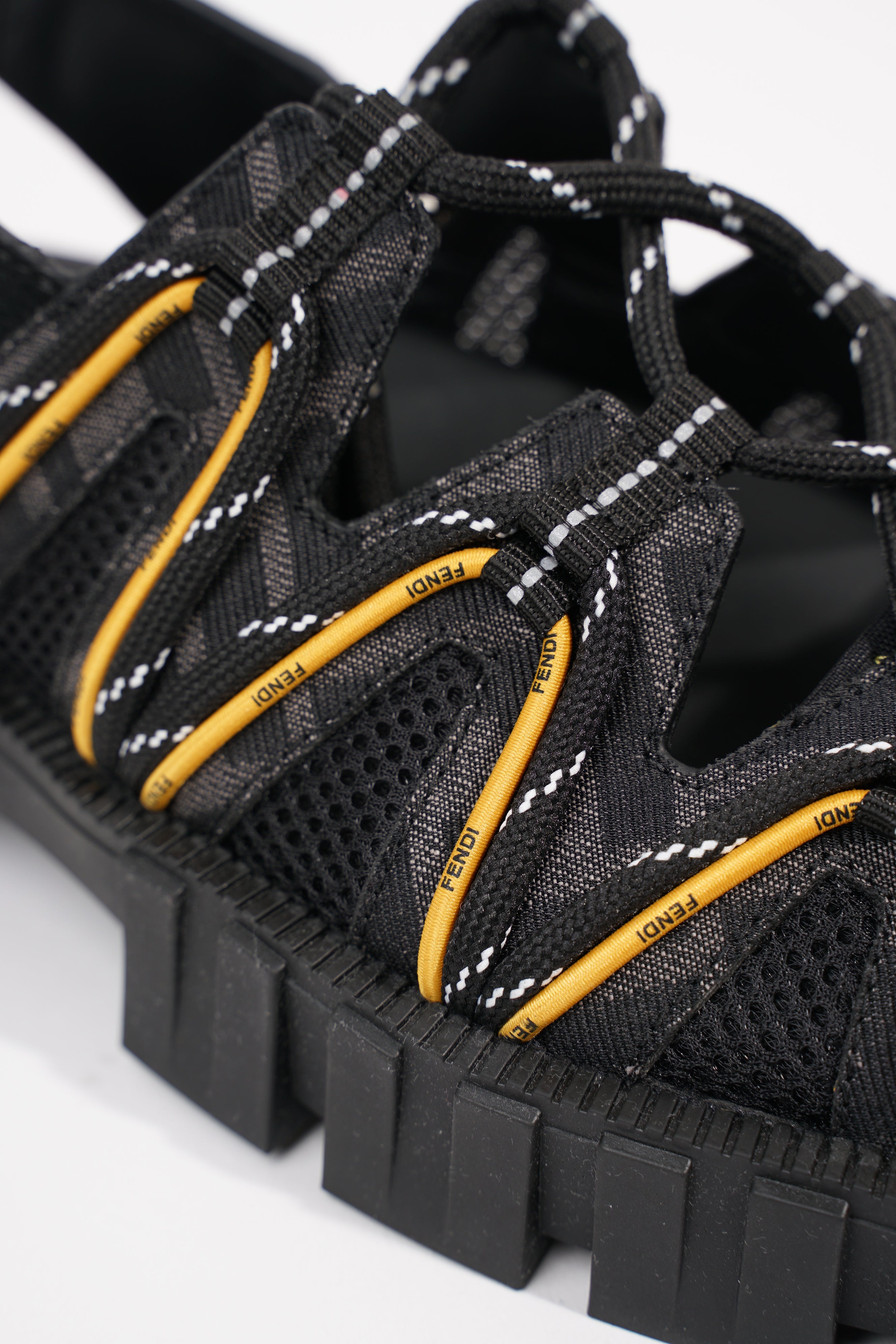 Fendi Mens Tech Strapped Sandals Black Monogram EU 40 / UK 6