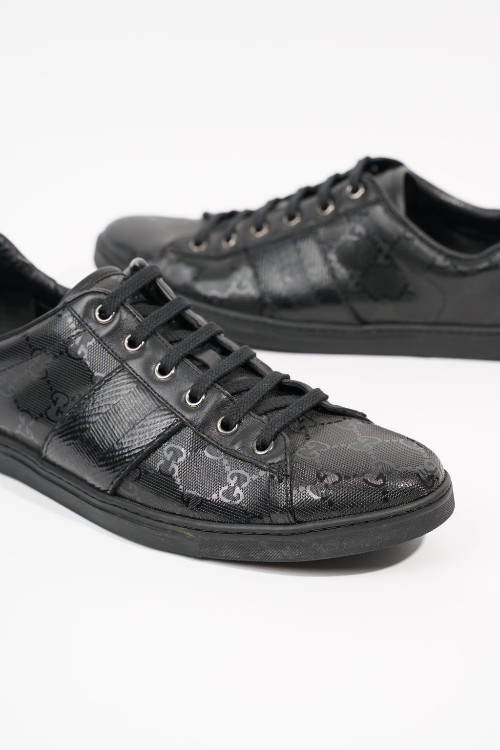 Gucci Mens Guccissima Low Top Sneaker Black EU 40.5 / UK 6.5