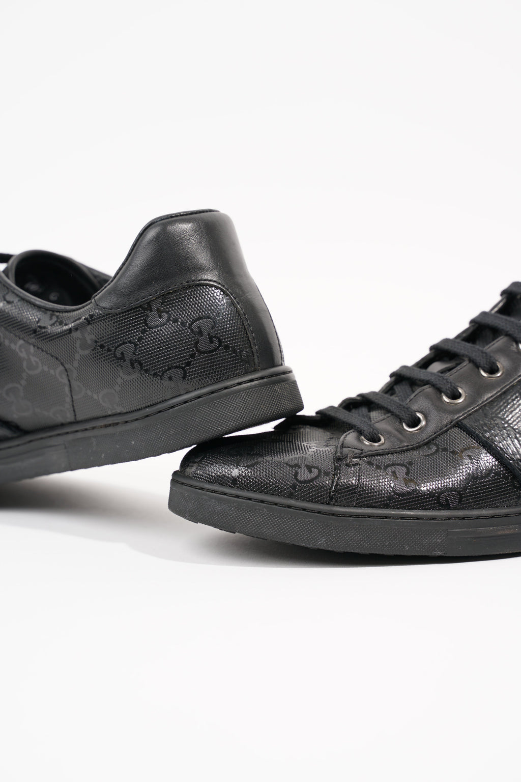 Gucci Mens Guccissima Low Top Sneaker Black EU 40.5 / UK 6.5