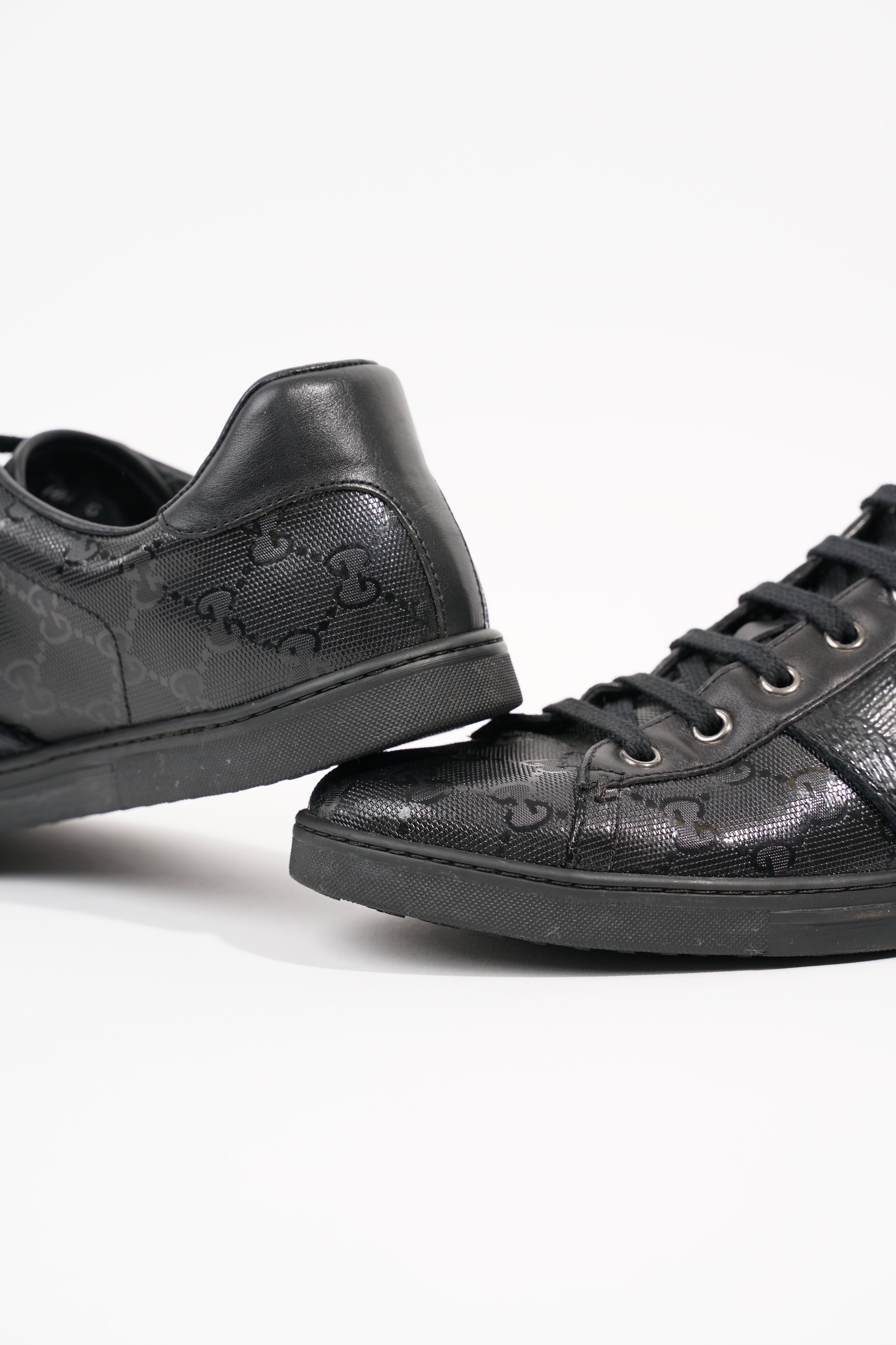 Gucci Mens Guccissima Low Top Sneaker Black EU 40.5 / UK 6.5