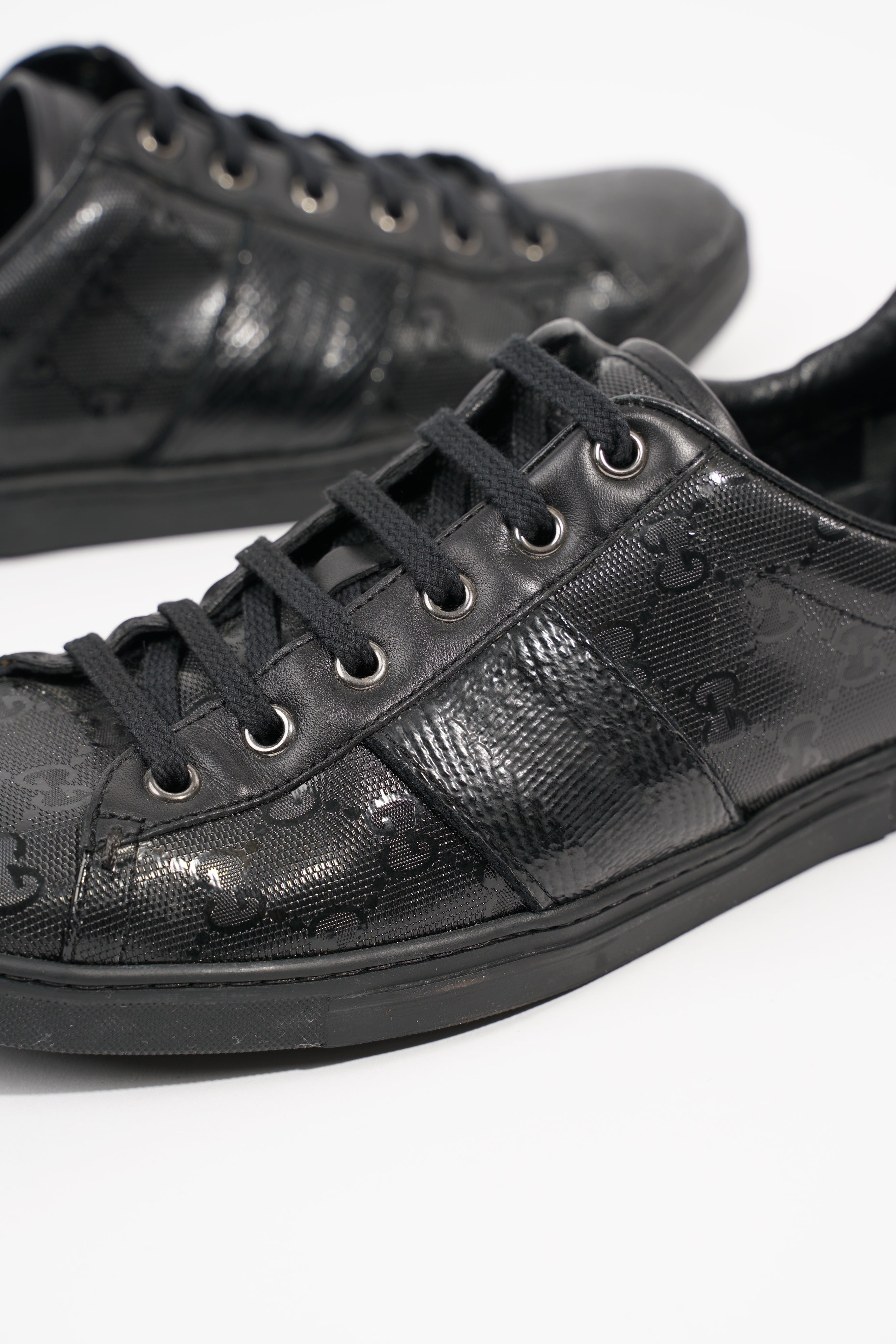 Gucci Mens Guccissima Low Top Sneaker Black EU 40.5 / UK 6.5