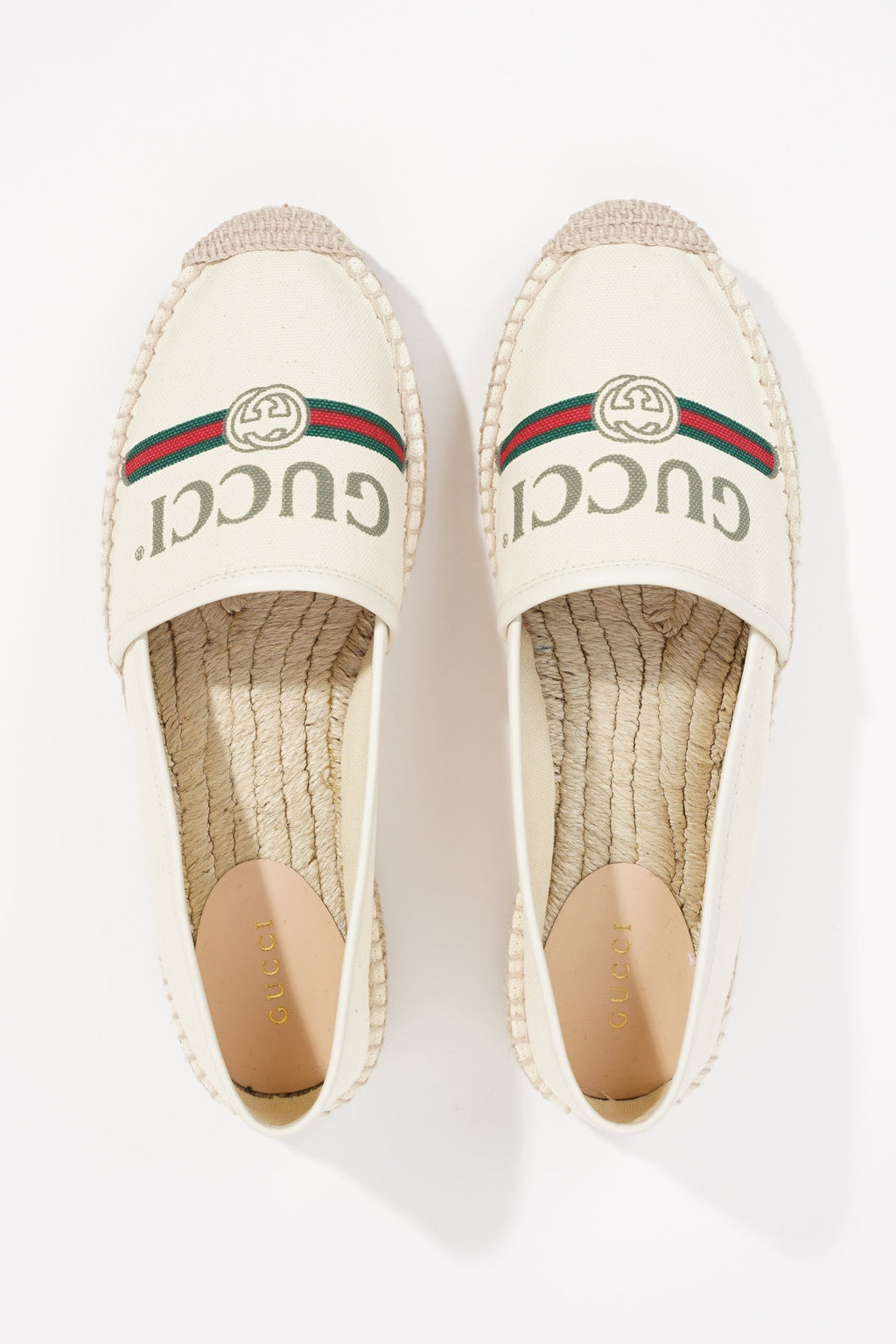 Gucci Womens Logo Print Espadrilles Cream EU 38.5 / UK 5.5