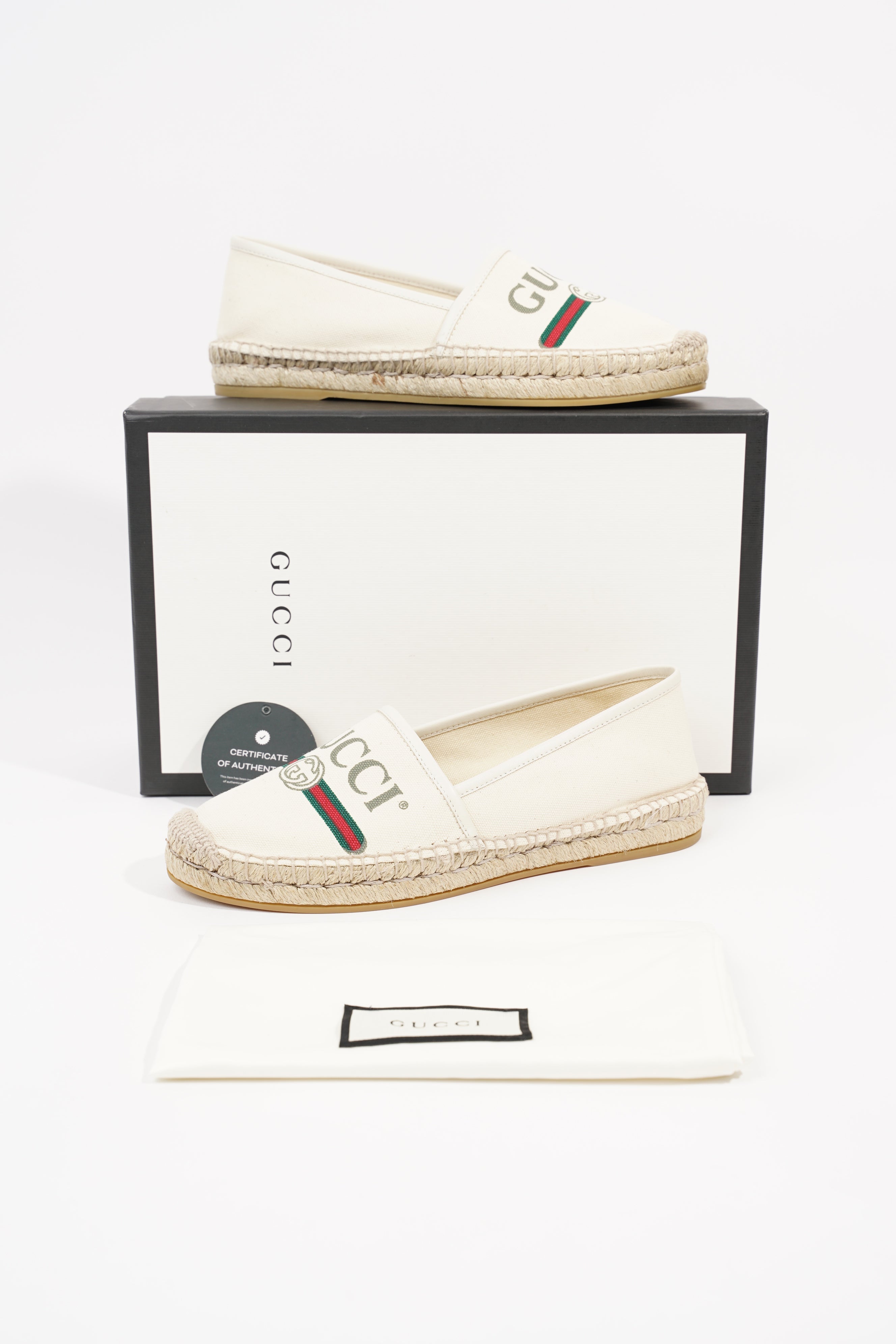 Gucci Womens Logo Print Espadrilles Cream EU 38.5 / UK 5.5