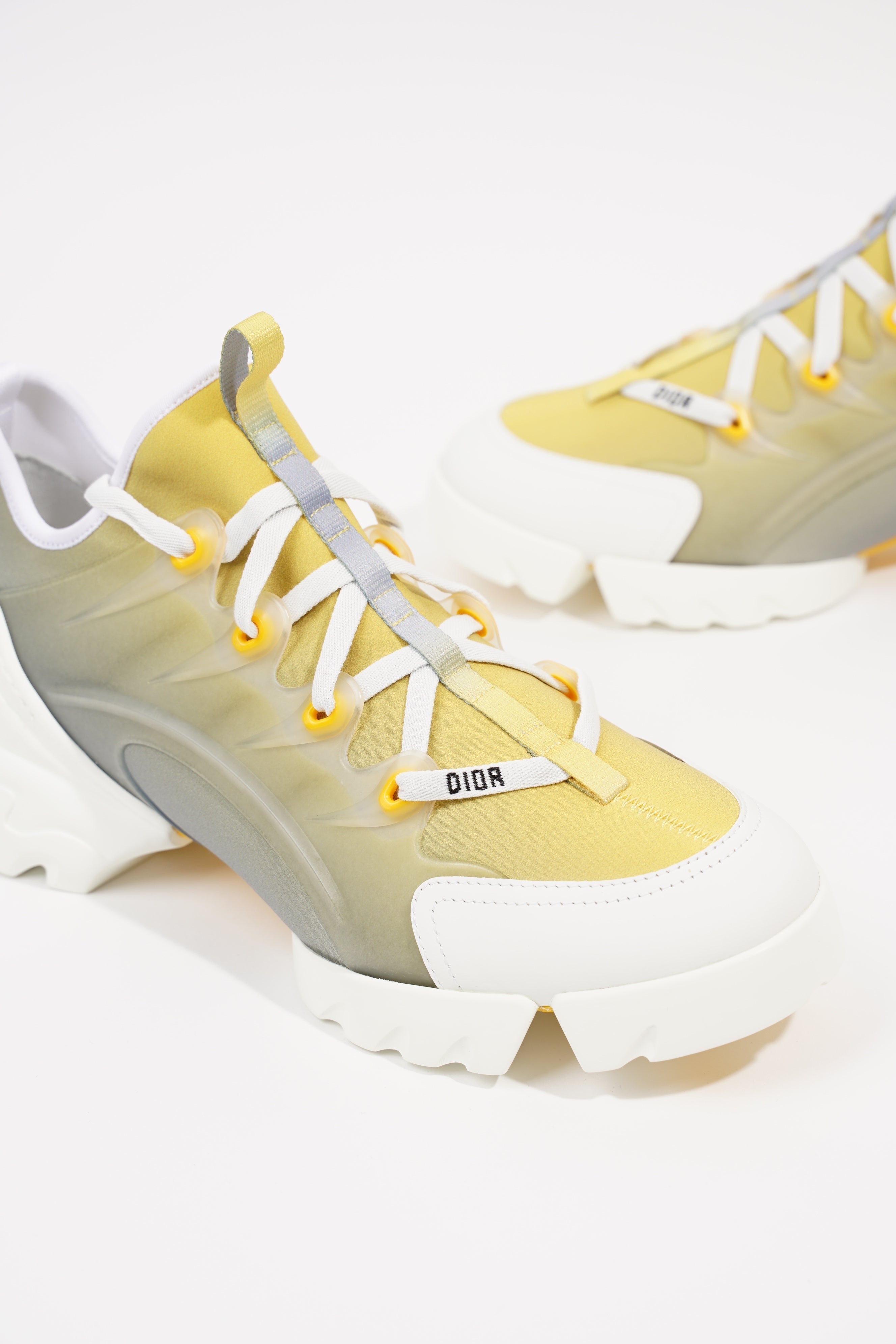 Christian Dior Womens D-Connect Yellow / White EU 41 / UK 8