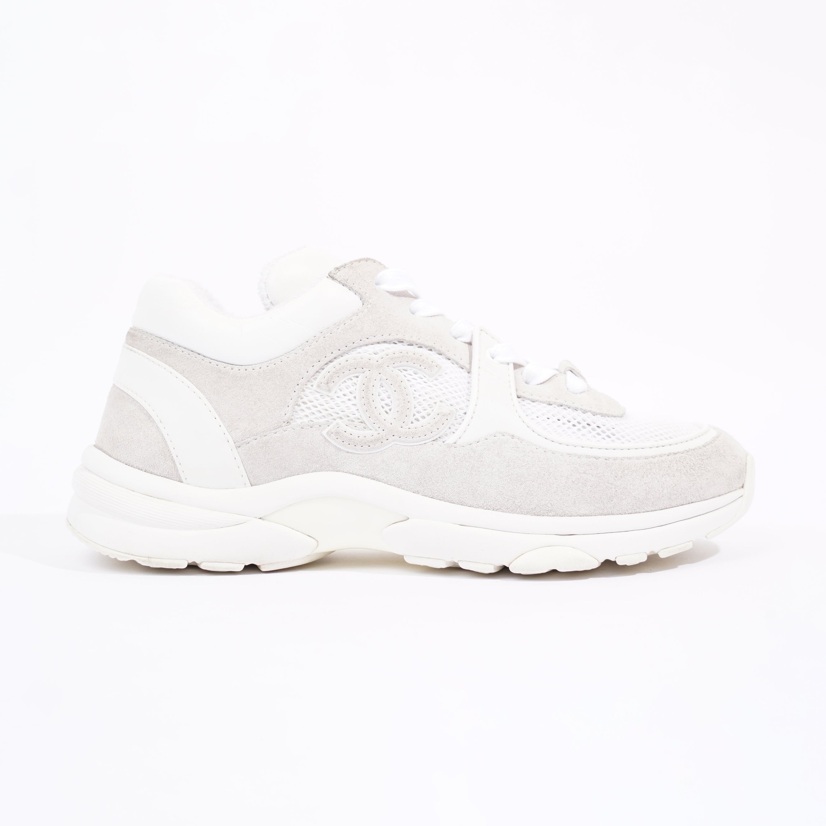 Chanel Womens CC Logo White / Grey EU 38 / UK 5