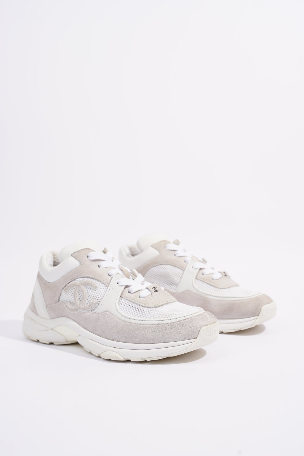 Chanel Womens CC Logo White / Grey EU 38 / UK 5