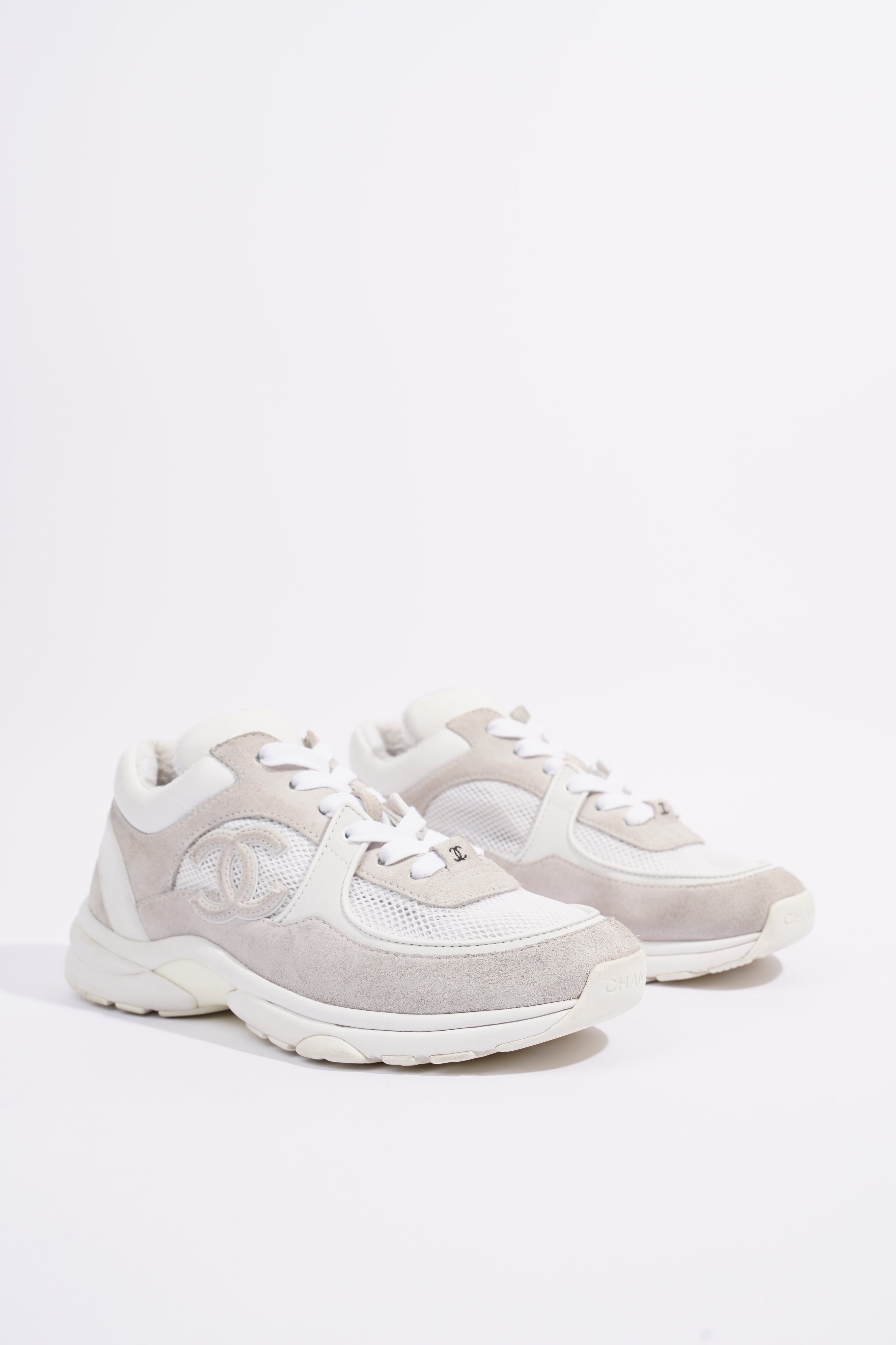 Chanel Womens CC Logo White / Grey EU 38 / UK 5