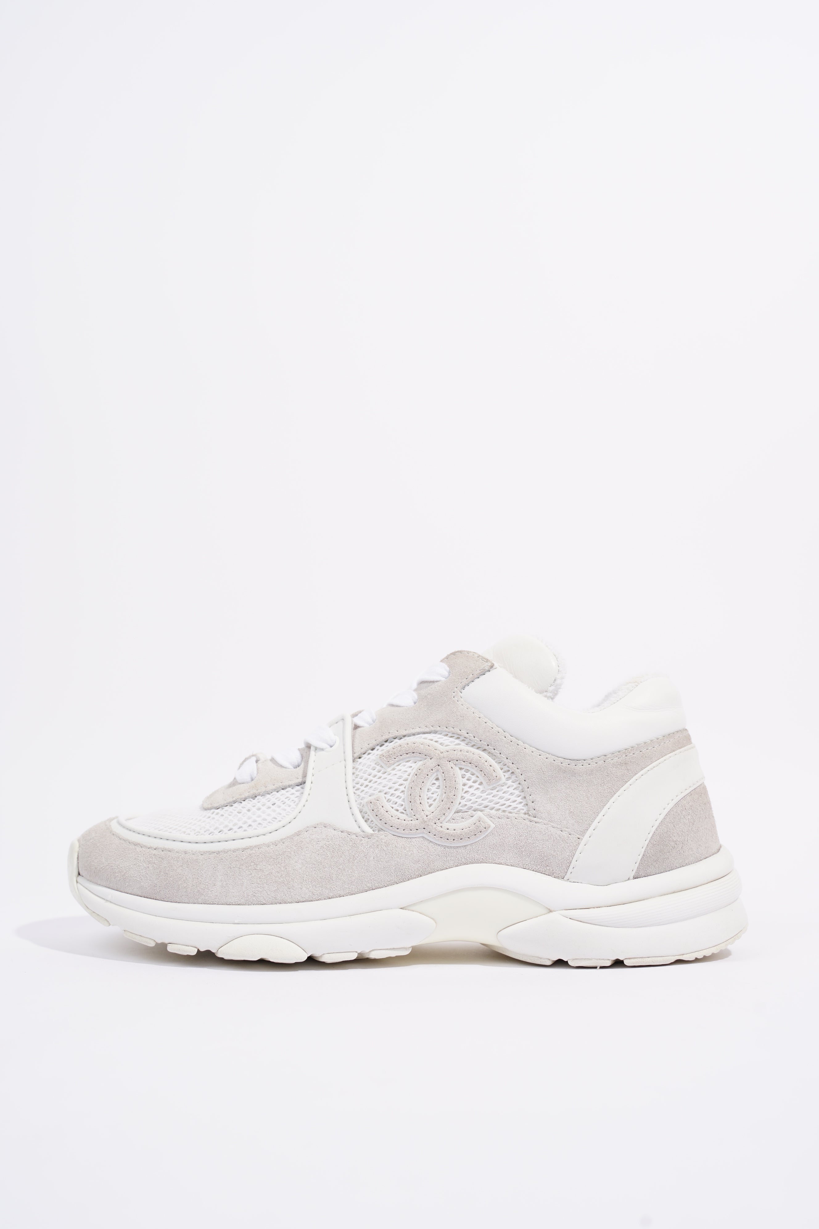 Chanel Womens CC Logo White / Grey EU 38 / UK 5
