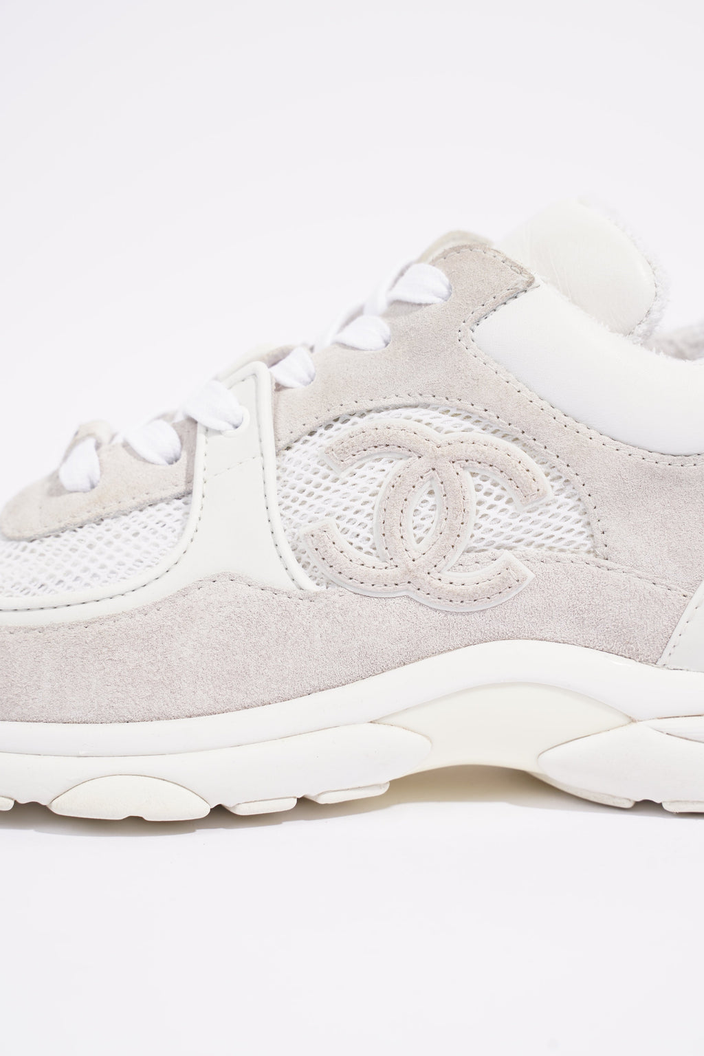 Chanel Womens CC Logo White / Grey EU 38 / UK 5