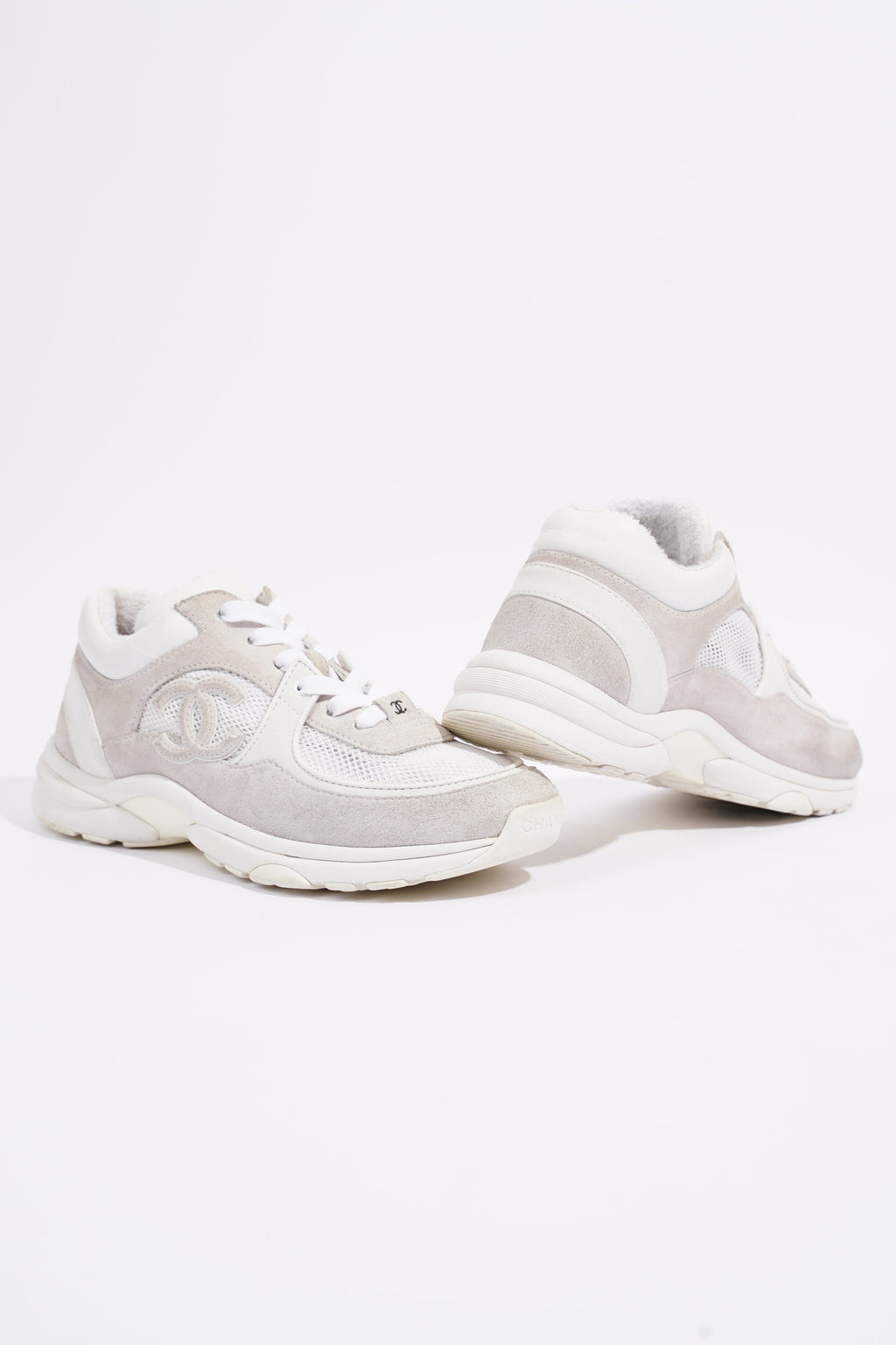 Chanel Womens CC Logo White / Grey EU 38 / UK 5
