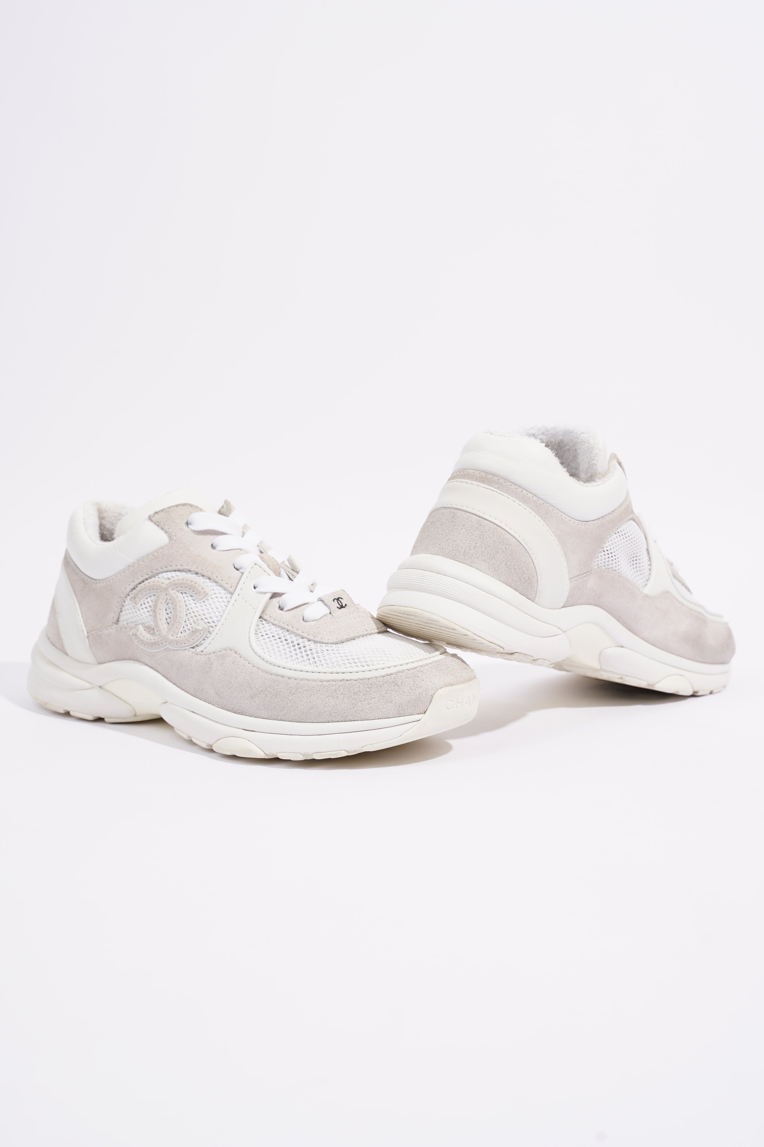 Chanel Womens CC Logo White / Grey EU 38 / UK 5