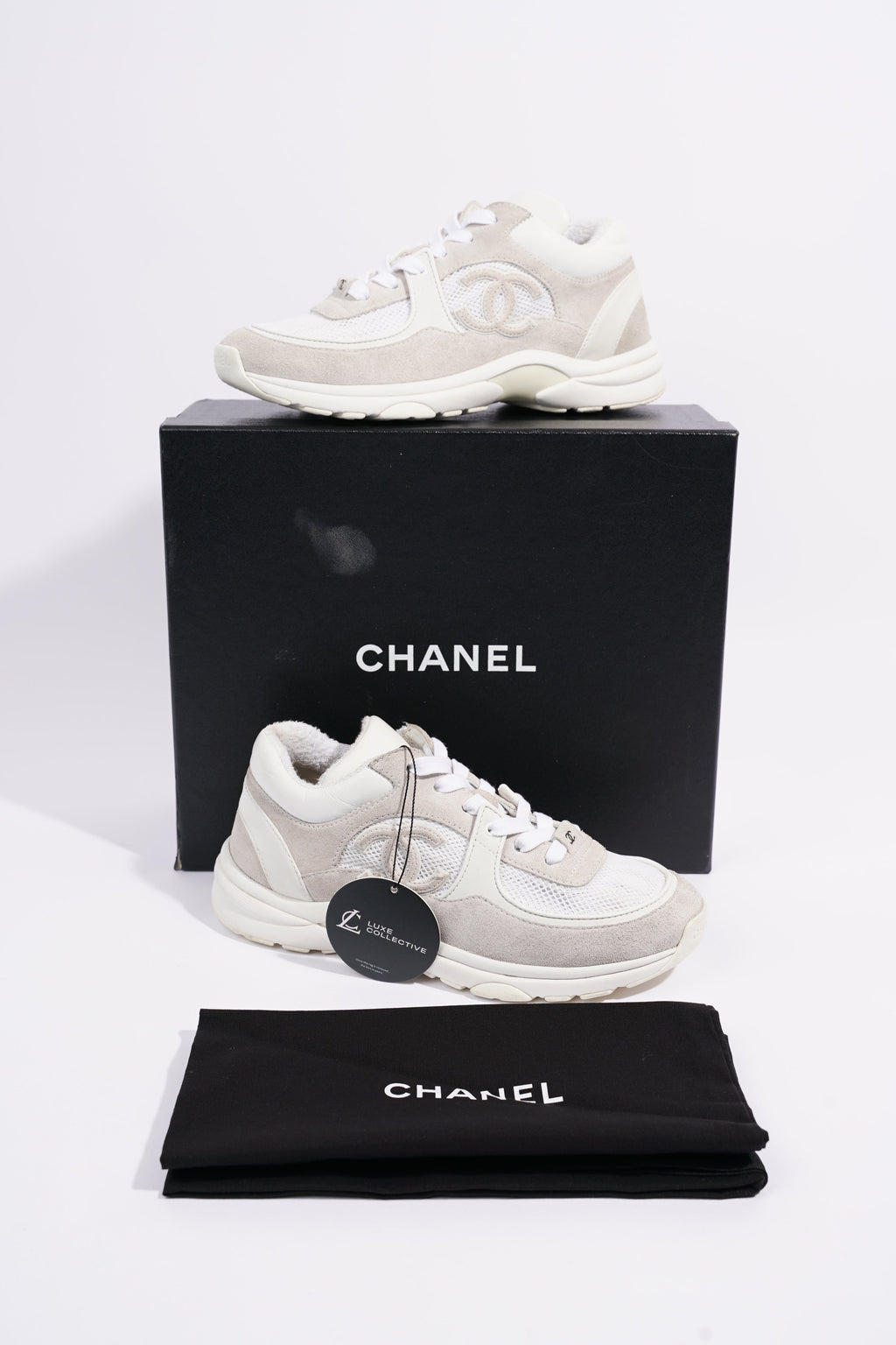Chanel Womens CC Logo White / Grey EU 38 / UK 5