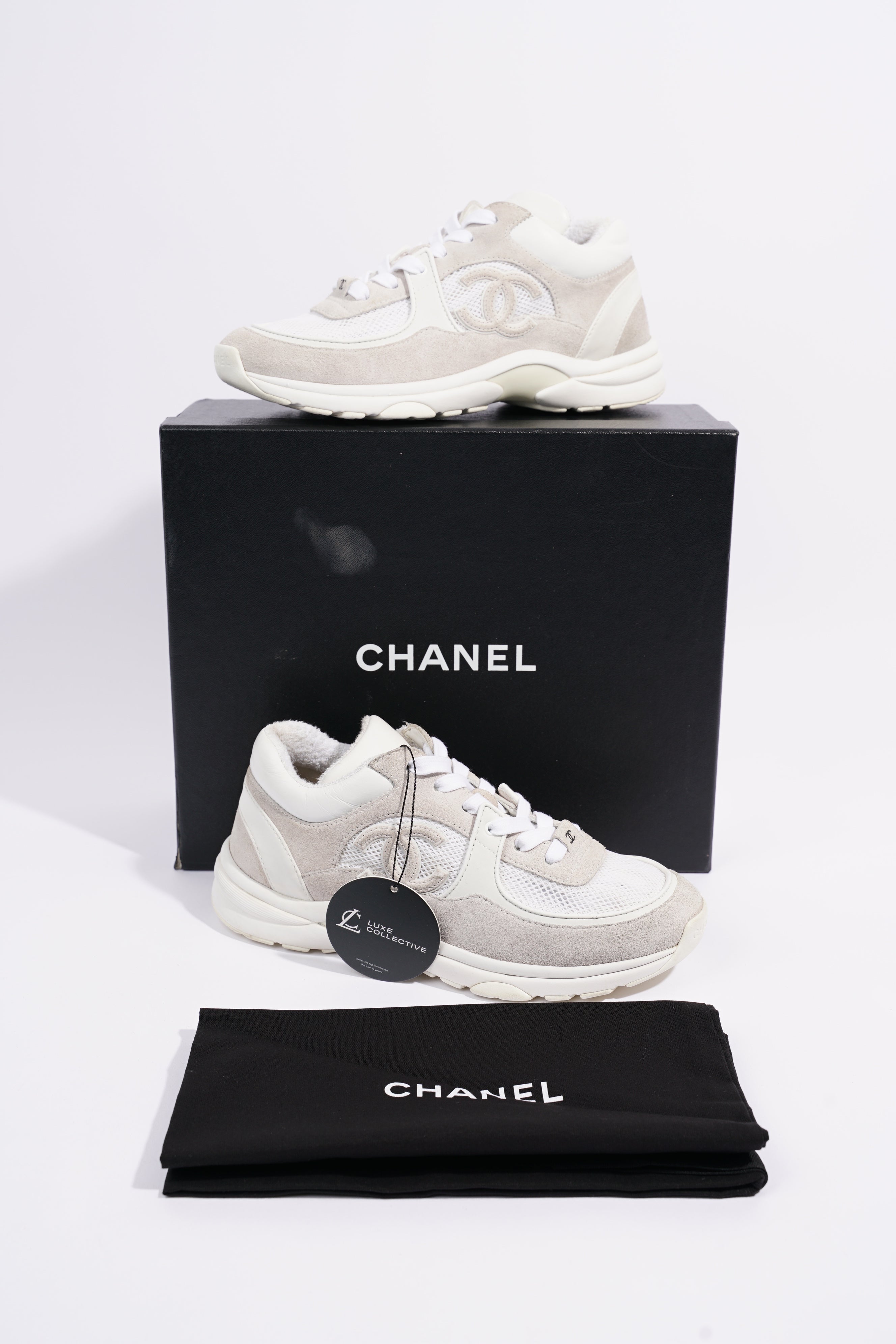 Chanel Womens CC Logo White / Grey EU 38 / UK 5