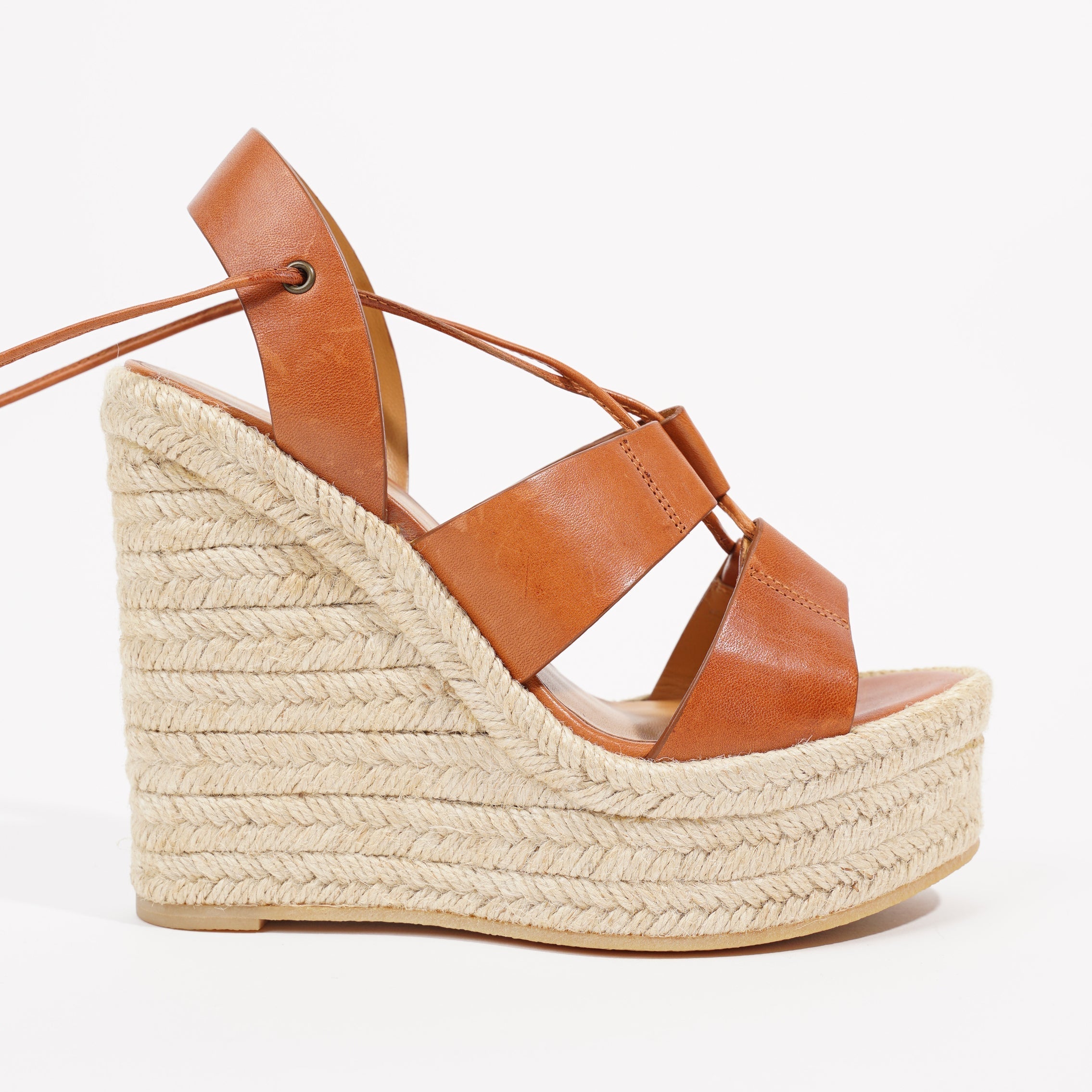 Saint Laurent Womens Platform Wedges Tan EU 35 / UK 2
