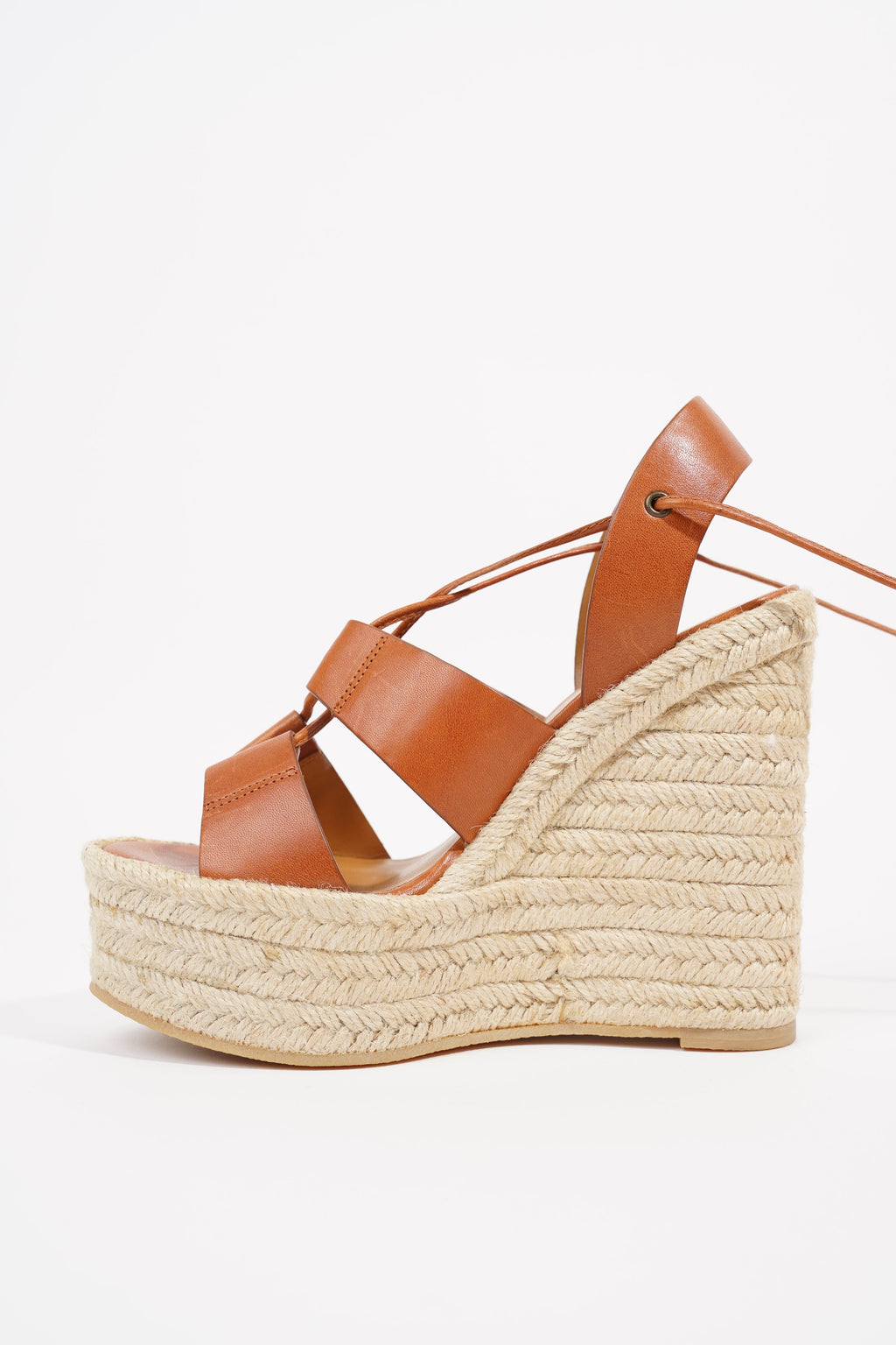 Saint Laurent Womens Platform Wedges Tan EU 35 / UK 2
