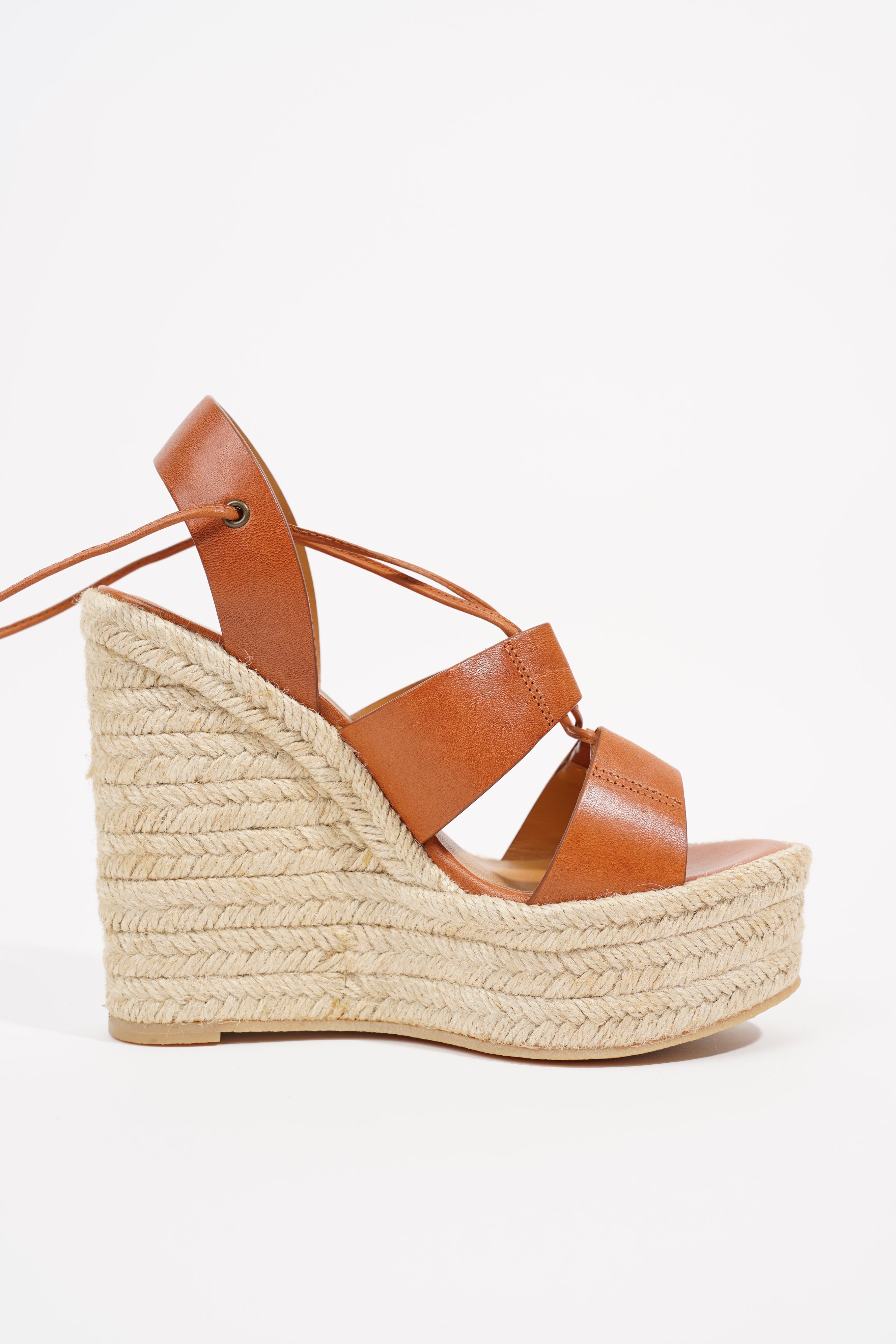 Saint Laurent Womens Platform Wedges Tan EU 35 / UK 2