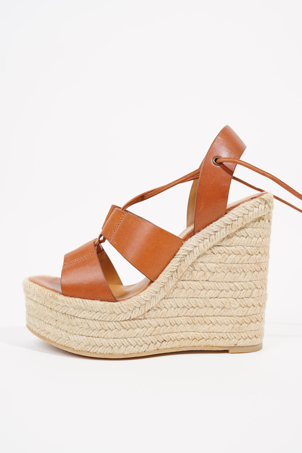Saint Laurent Womens Platform Wedges Tan EU 35 / UK 2