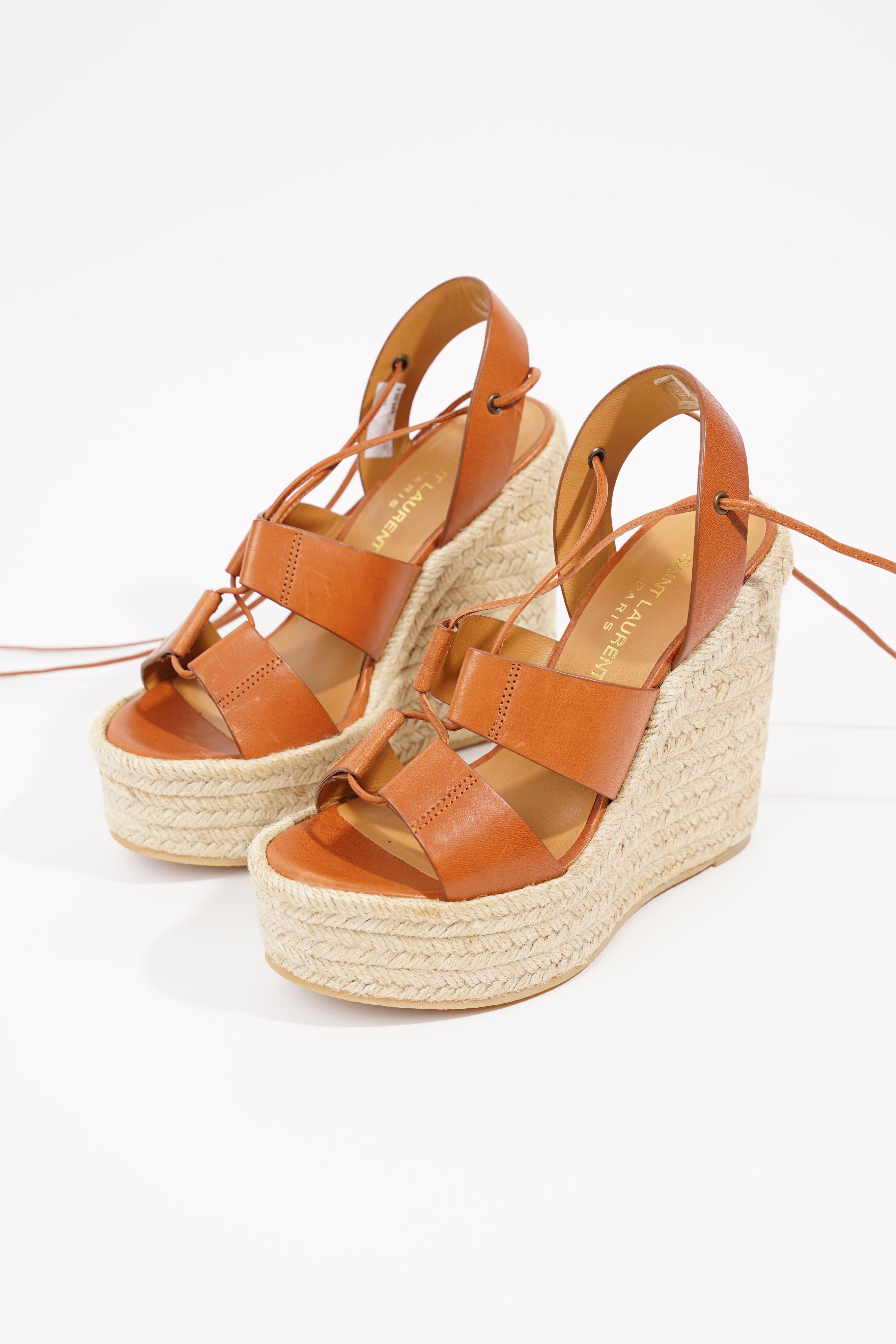 Saint Laurent Womens Platform Wedges Tan EU 35 / UK 2