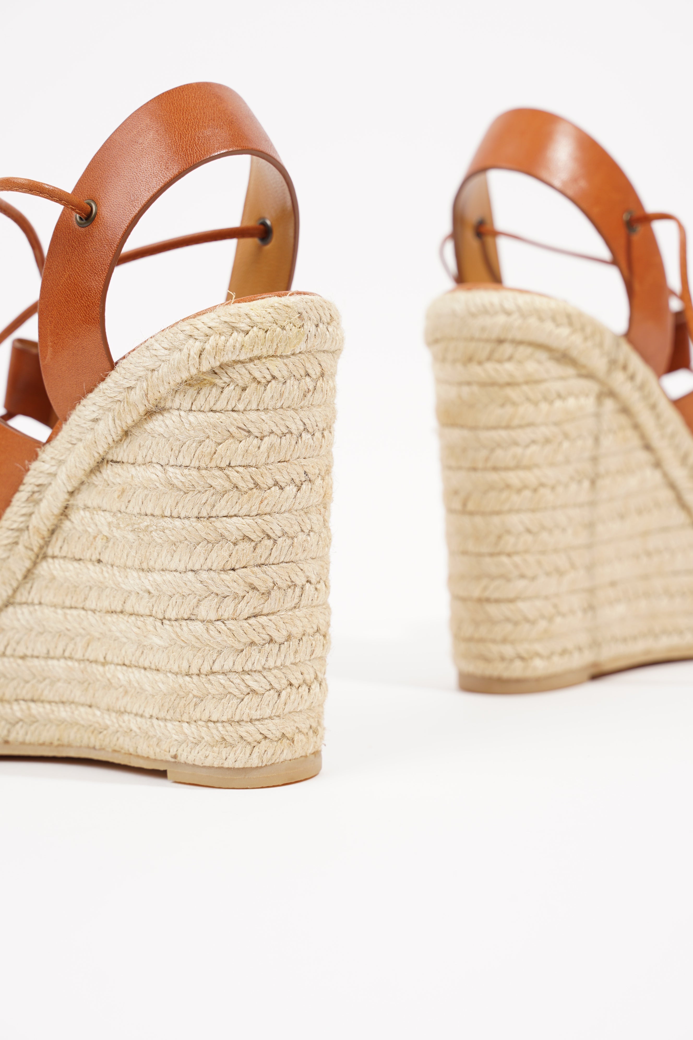 Saint Laurent Womens Platform Wedges Tan EU 35 / UK 2