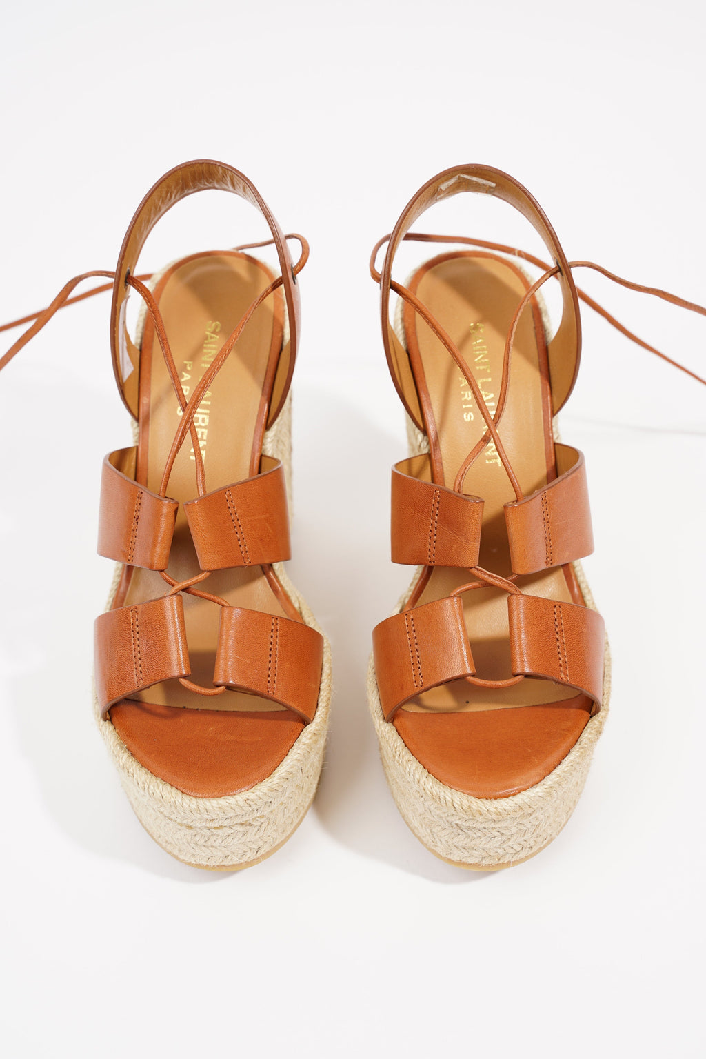 Saint Laurent Womens Platform Wedges Tan EU 35 / UK 2