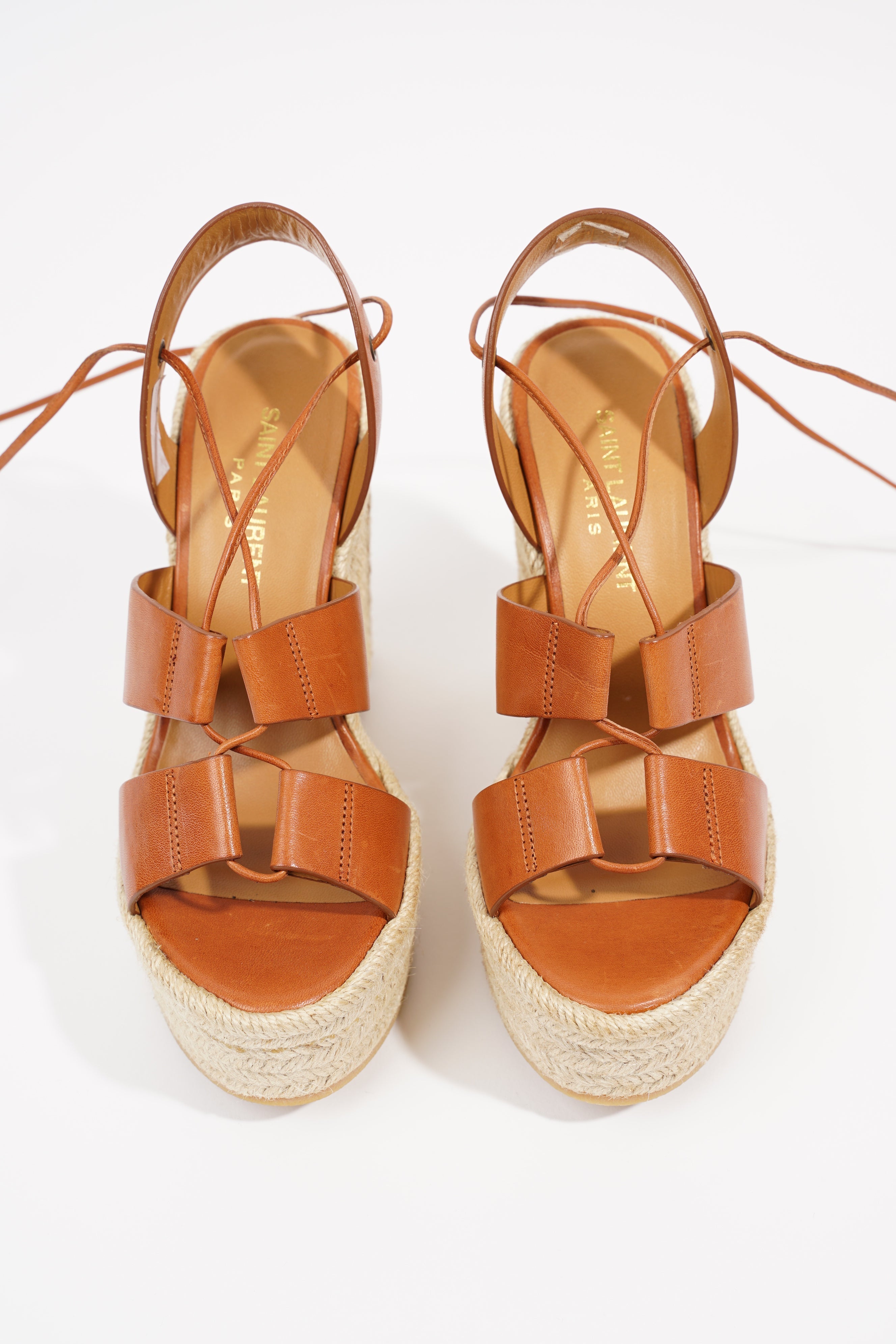 Saint Laurent Womens Platform Wedges Tan EU 35 / UK 2